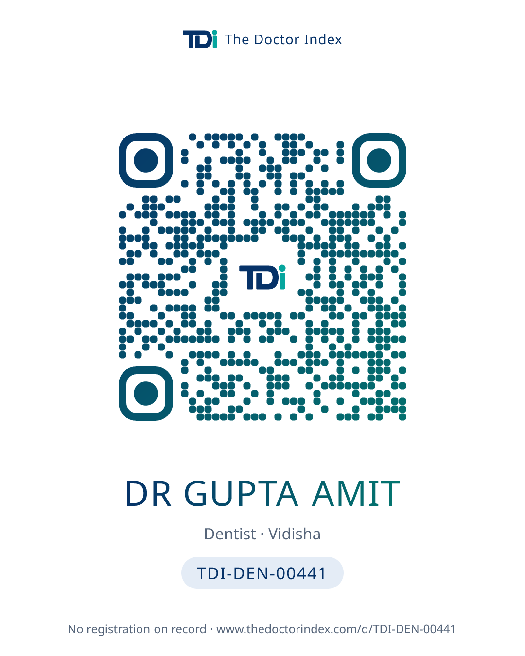 QR card for Dr Gupta Amit, TDI-DEN-00441