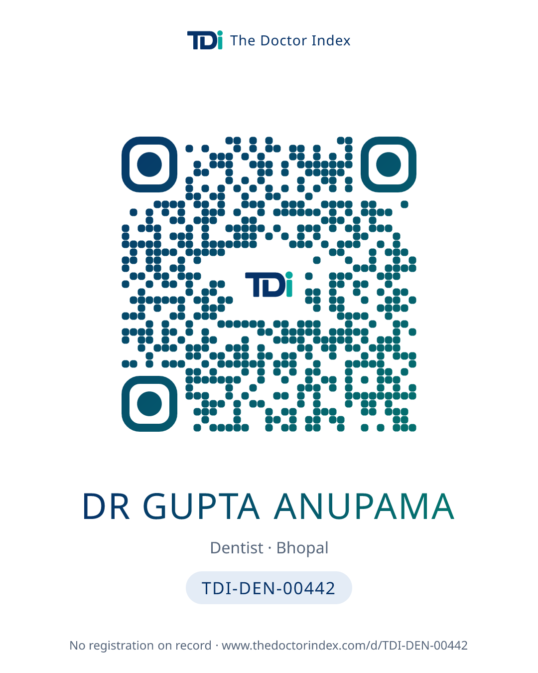 QR card for Dr Gupta Anupama, TDI-DEN-00442
