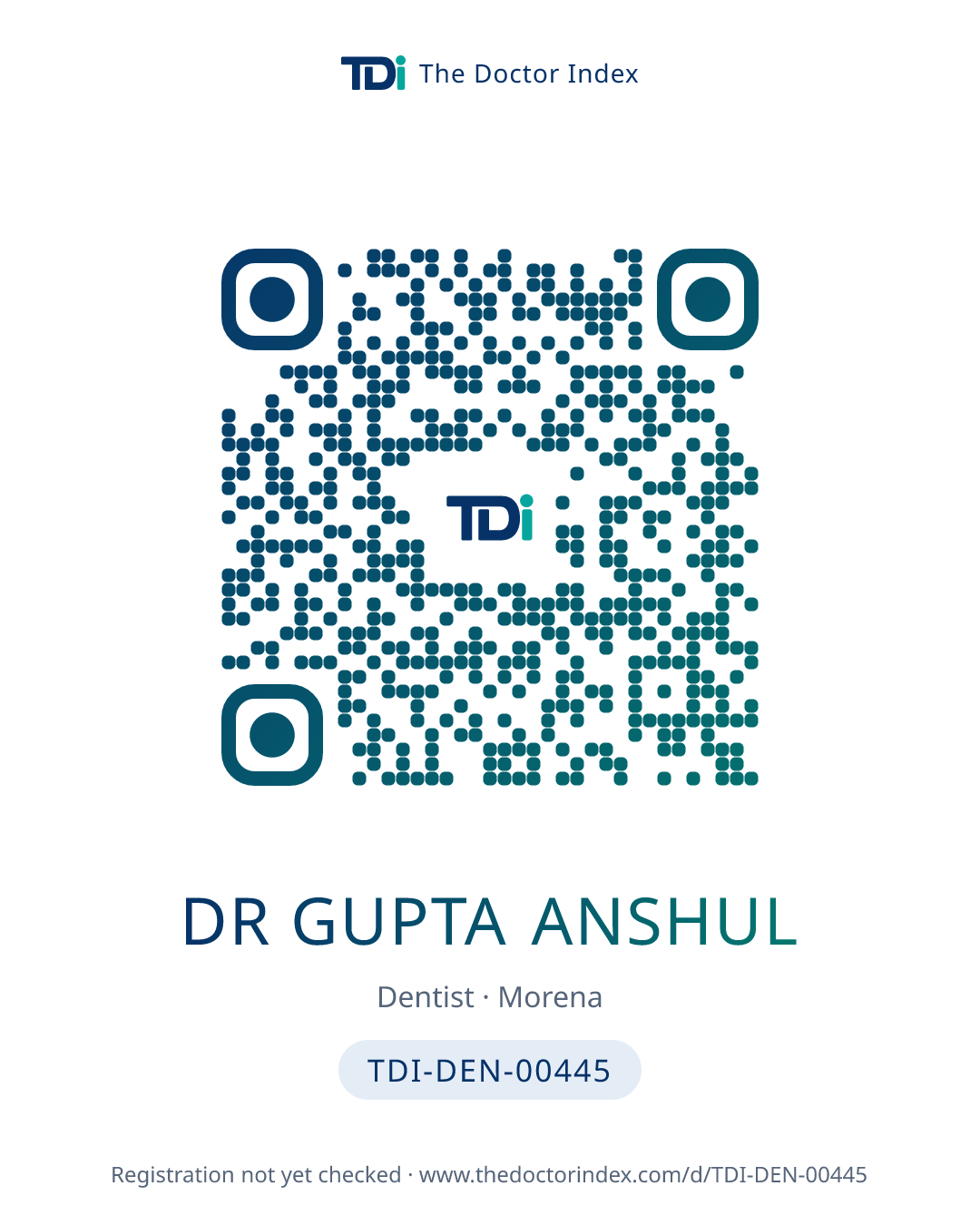 QR card for Dr Gupta Anshul, TDI-DEN-00445