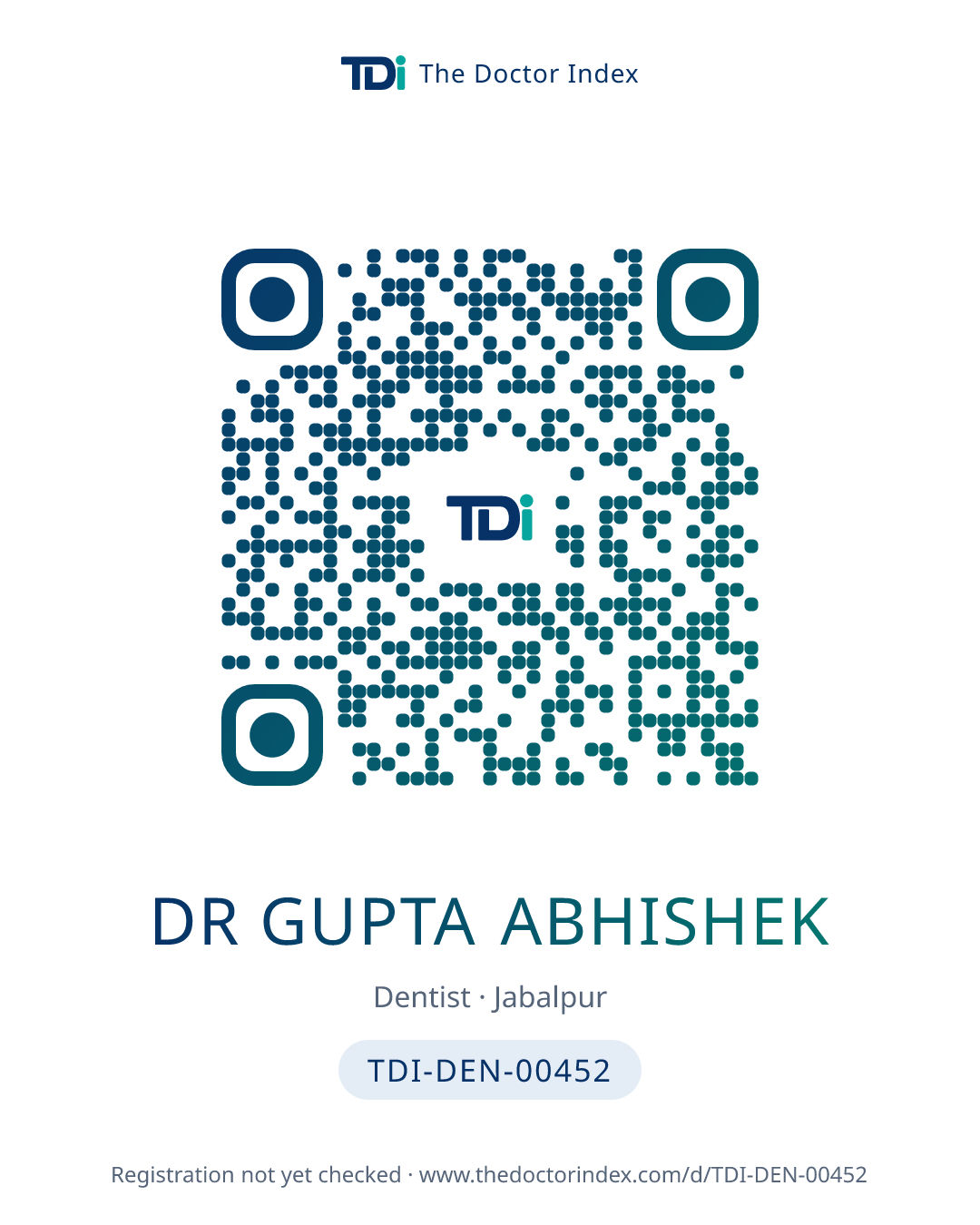 QR card for Dr Gupta Abhishek, TDI-DEN-00452