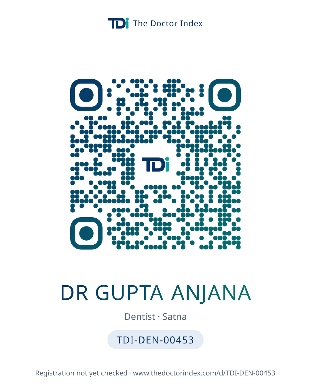 QR card for Dr Gupta Anjana, TDI-DEN-00453