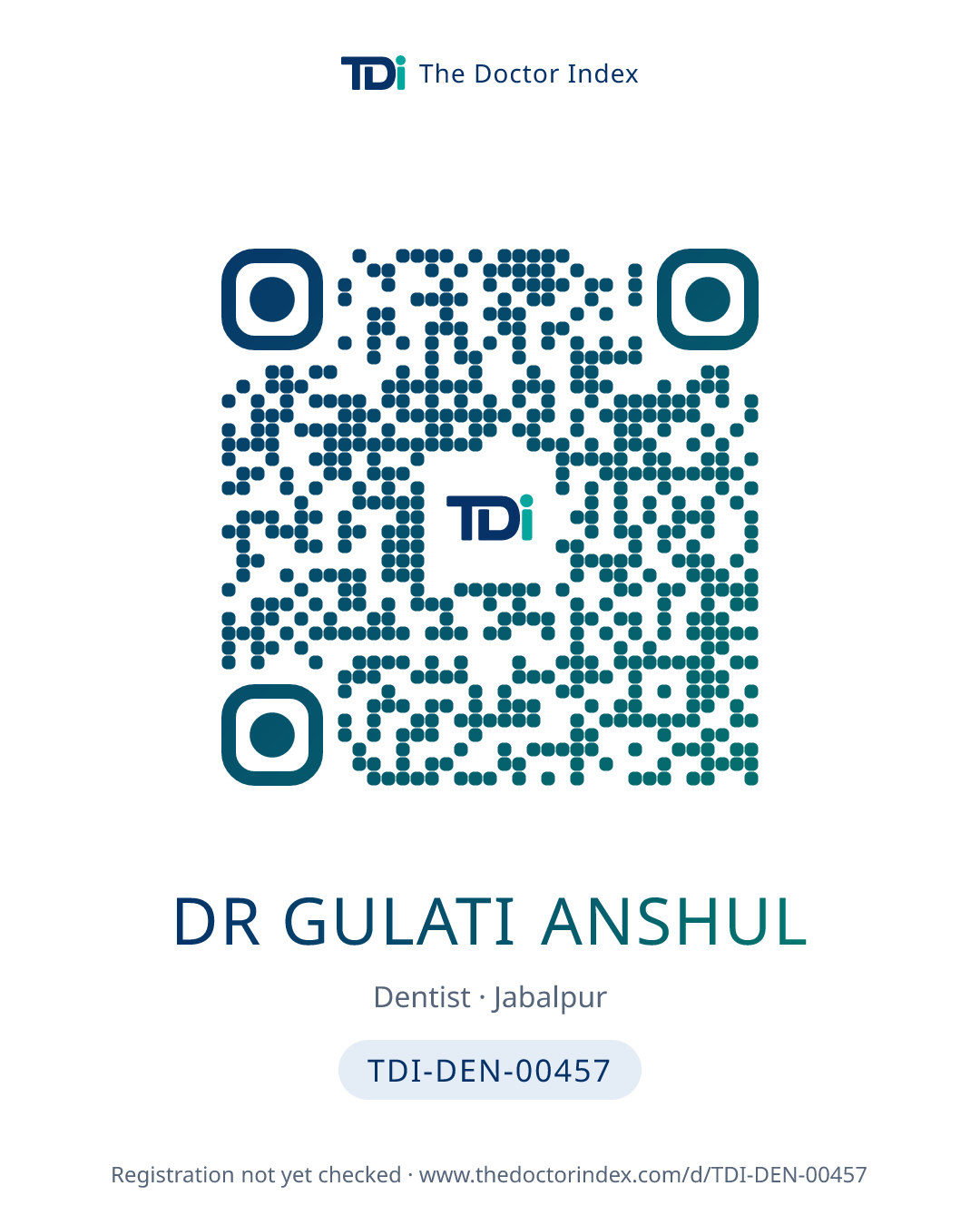 QR card for Dr Gulati Anshul, TDI-DEN-00457
