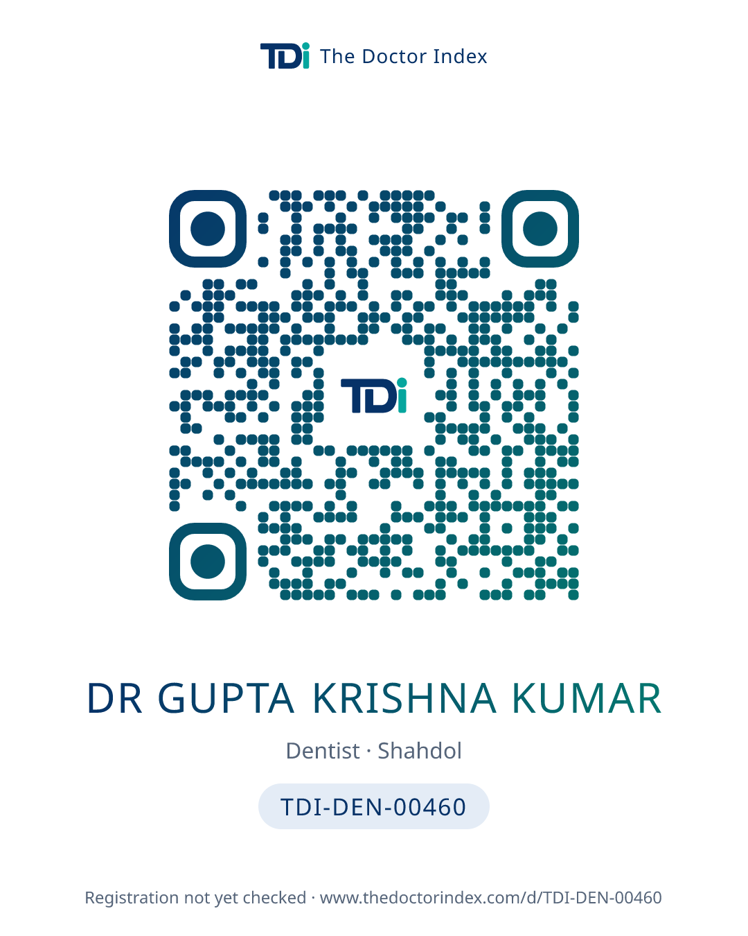 QR card for Dr Gupta Krishna Kumar, TDI-DEN-00460