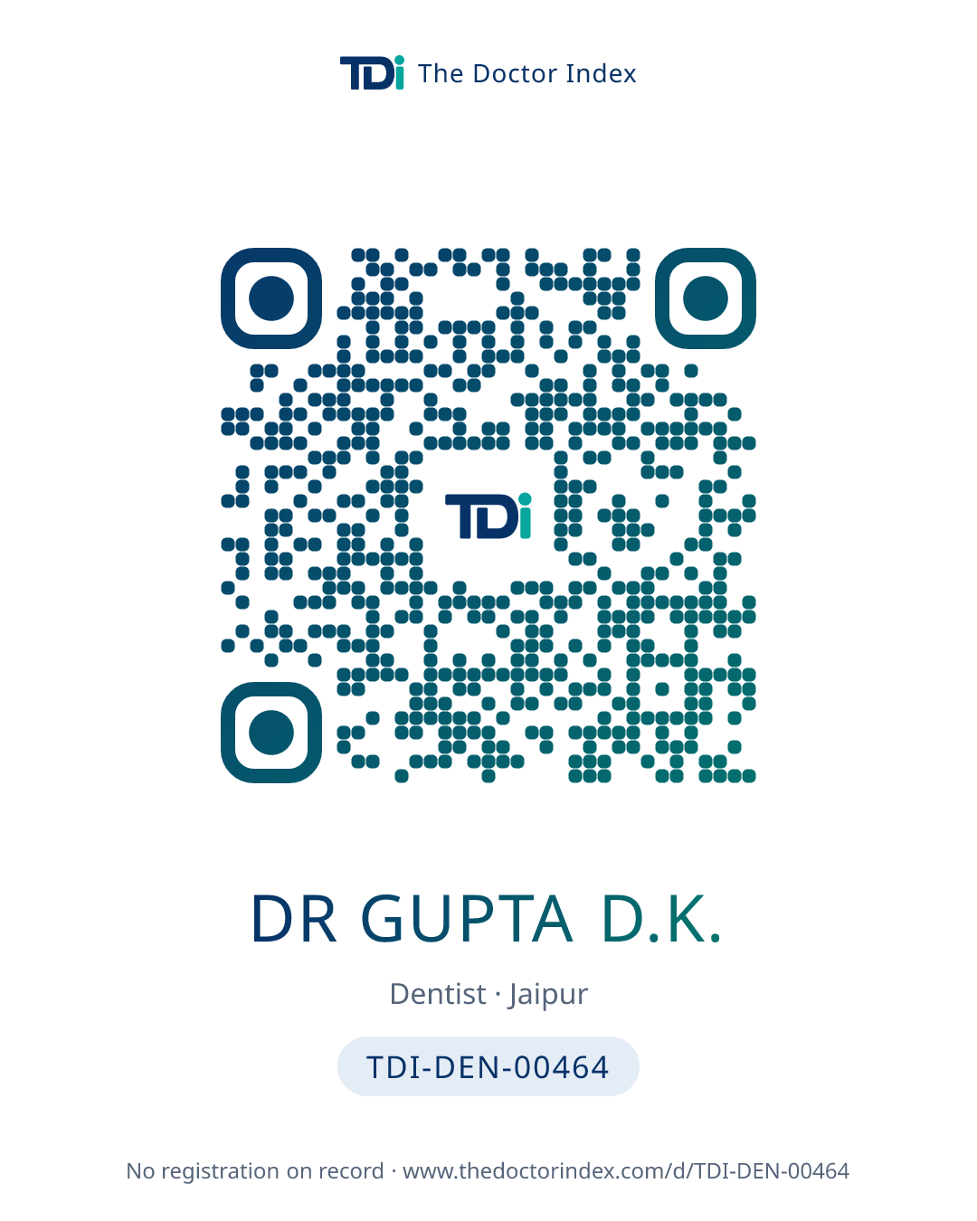 QR card for Dr Gupta D.K., TDI-DEN-00464
