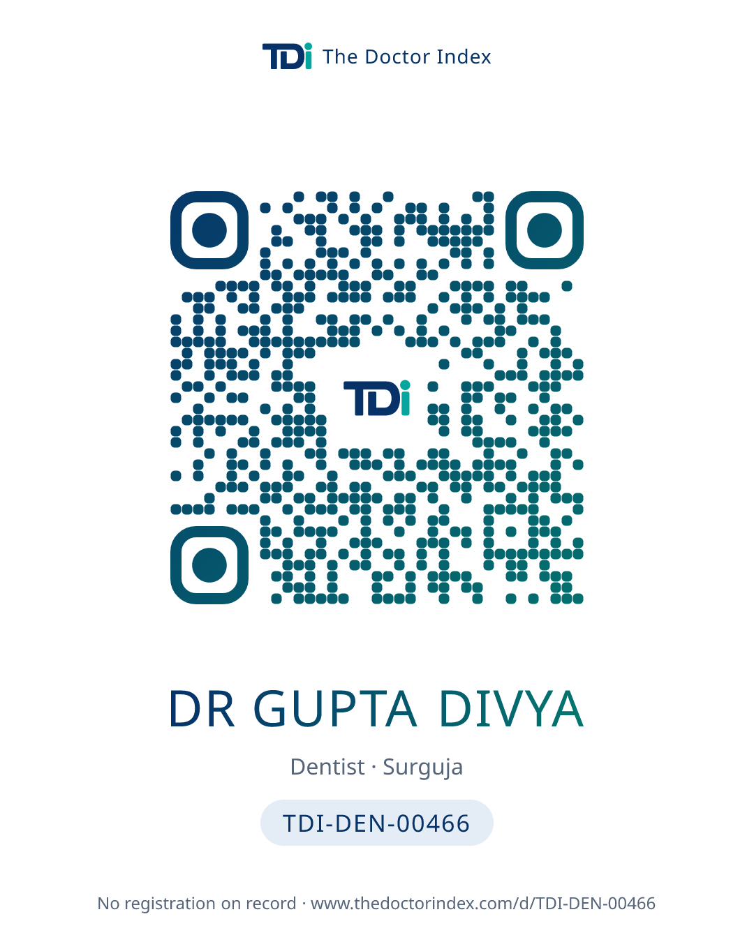 QR card for Dr Gupta Divya, TDI-DEN-00466