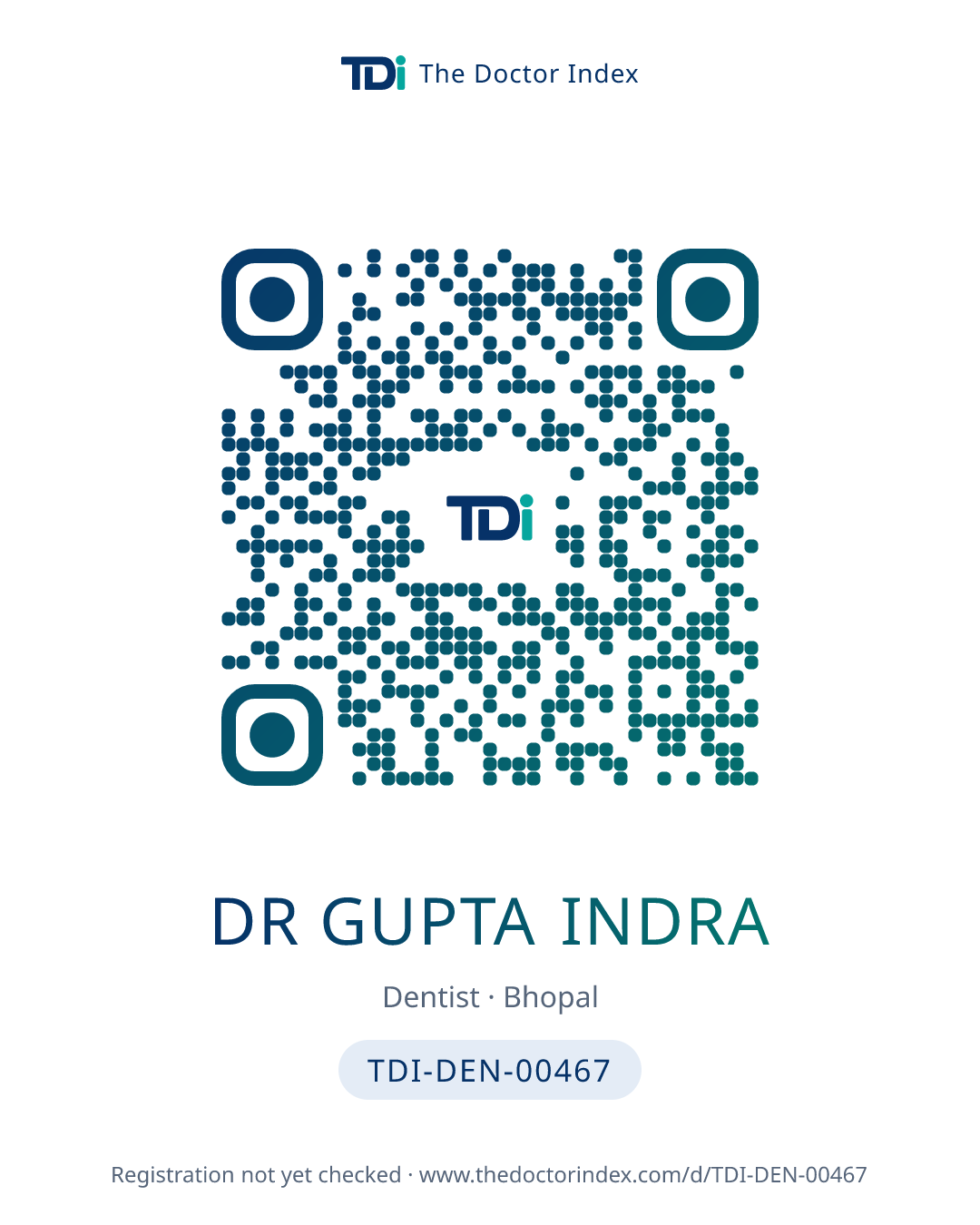 QR card for Dr Gupta Indra, TDI-DEN-00467