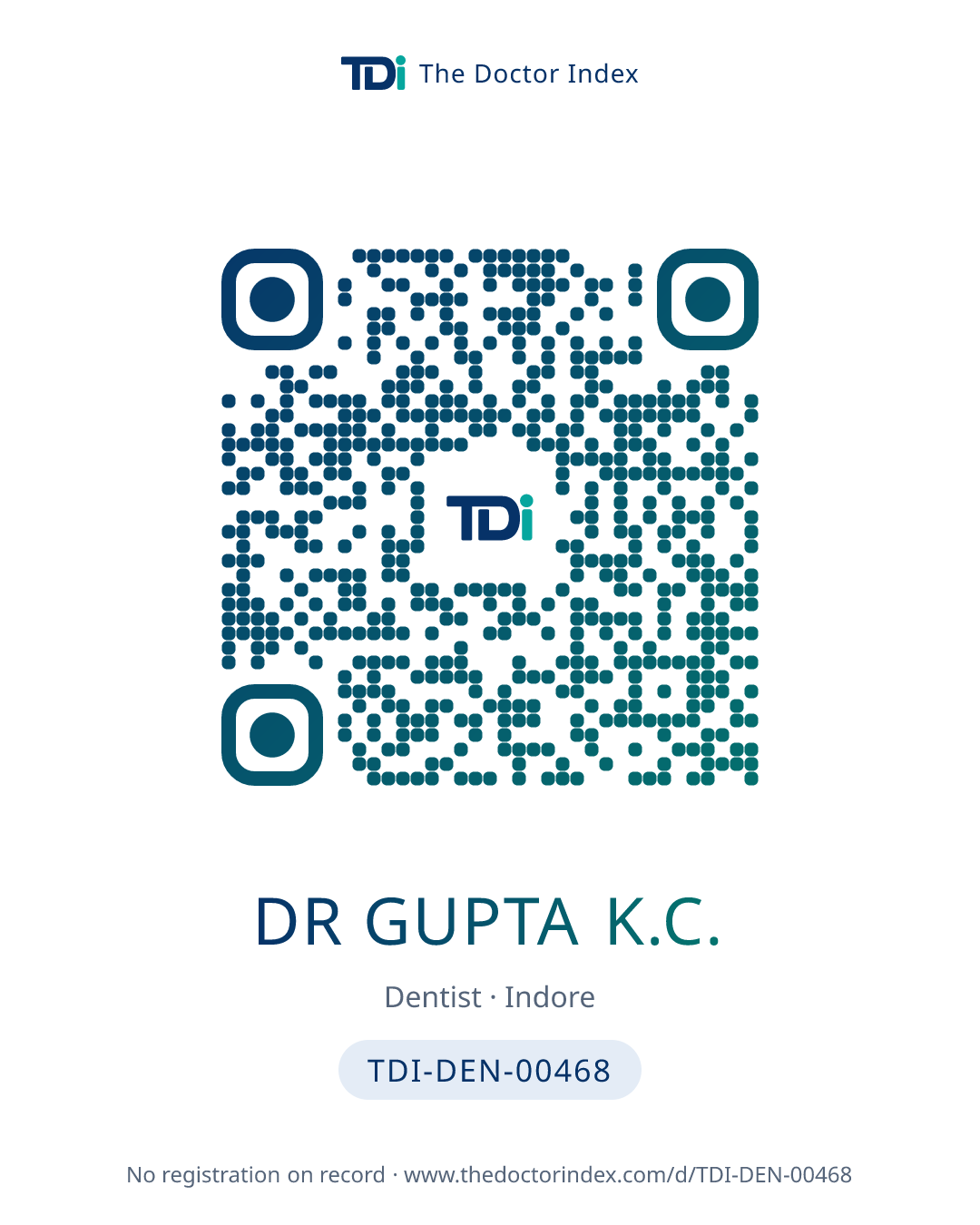 QR card for Dr Gupta K.C., TDI-DEN-00468