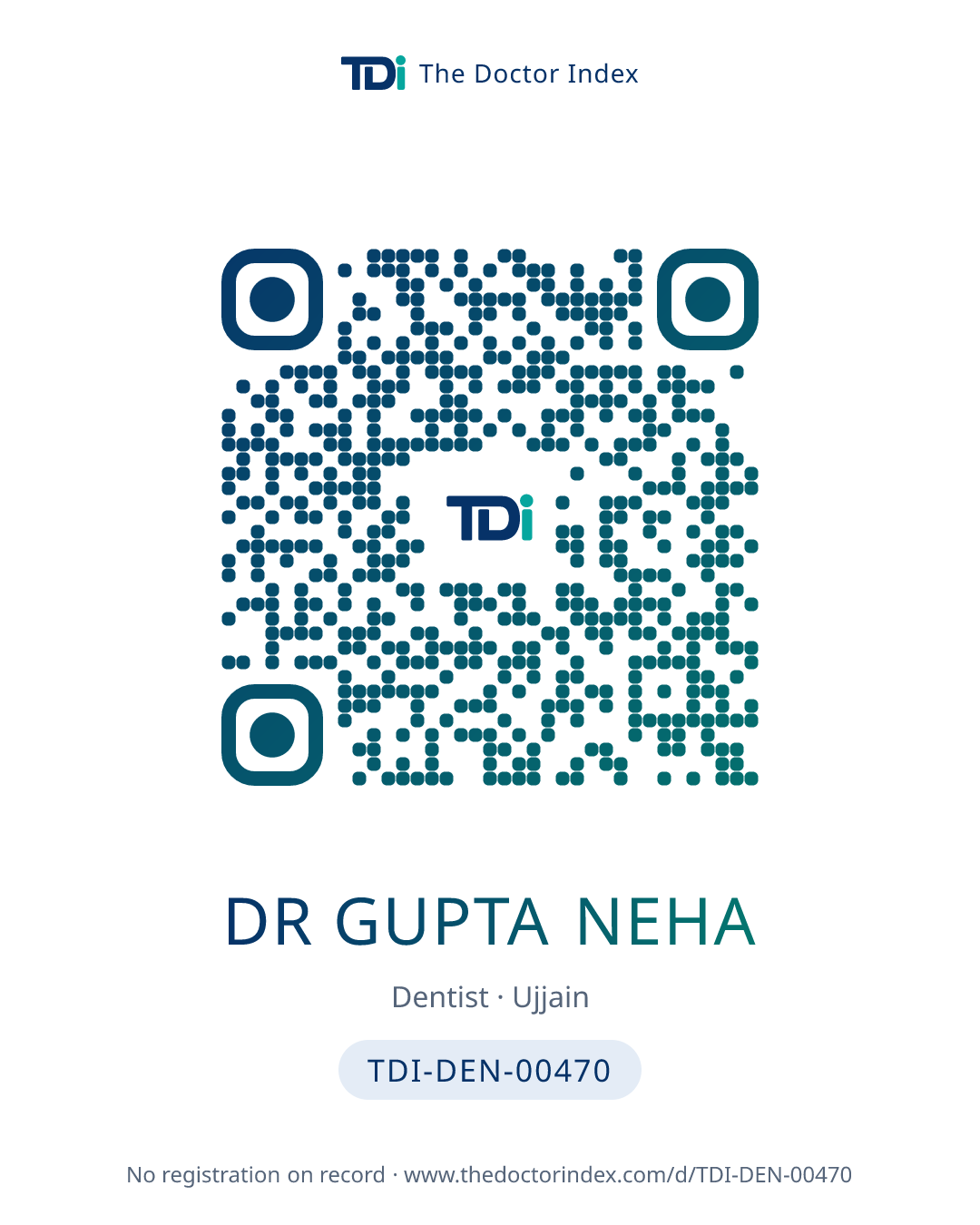 QR card for Dr Gupta Neha, TDI-DEN-00470