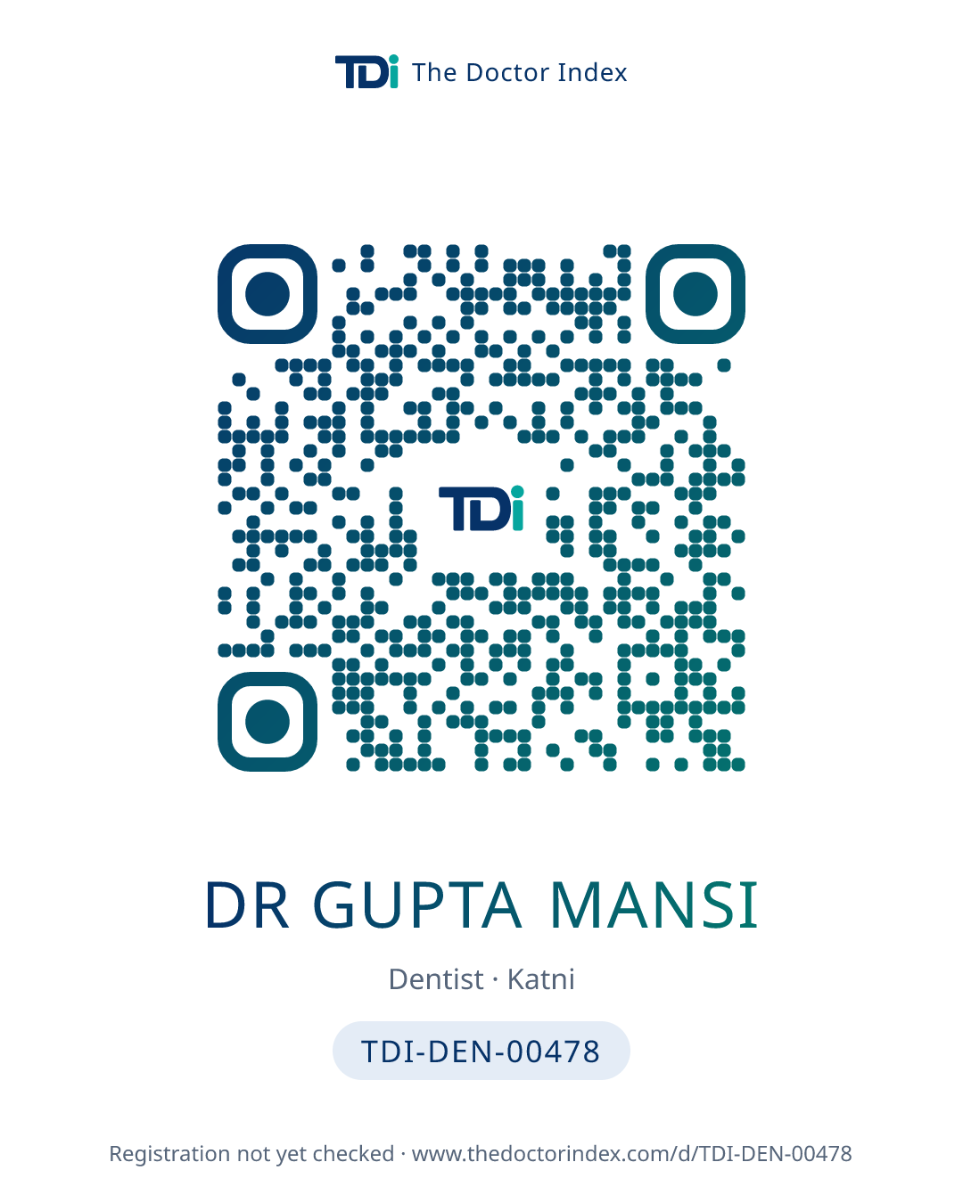 QR card for Dr Gupta Mansi, TDI-DEN-00478