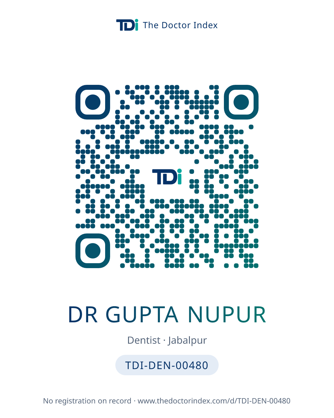 QR card for Dr Gupta Nupur, TDI-DEN-00480