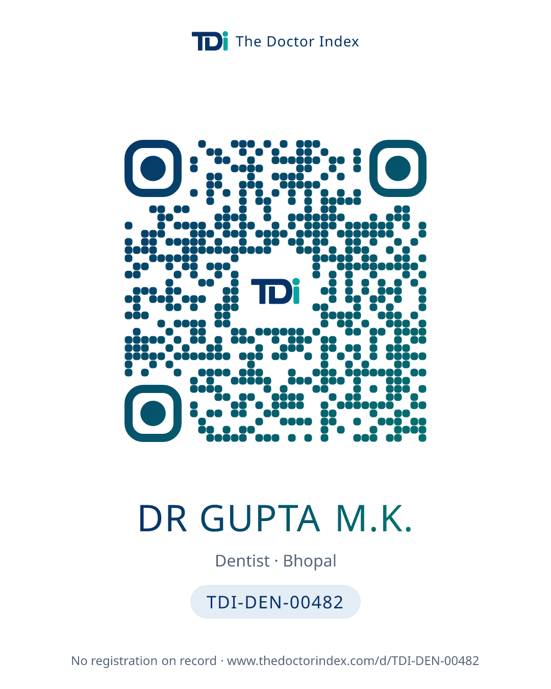 QR card for Dr Gupta M.K., TDI-DEN-00482