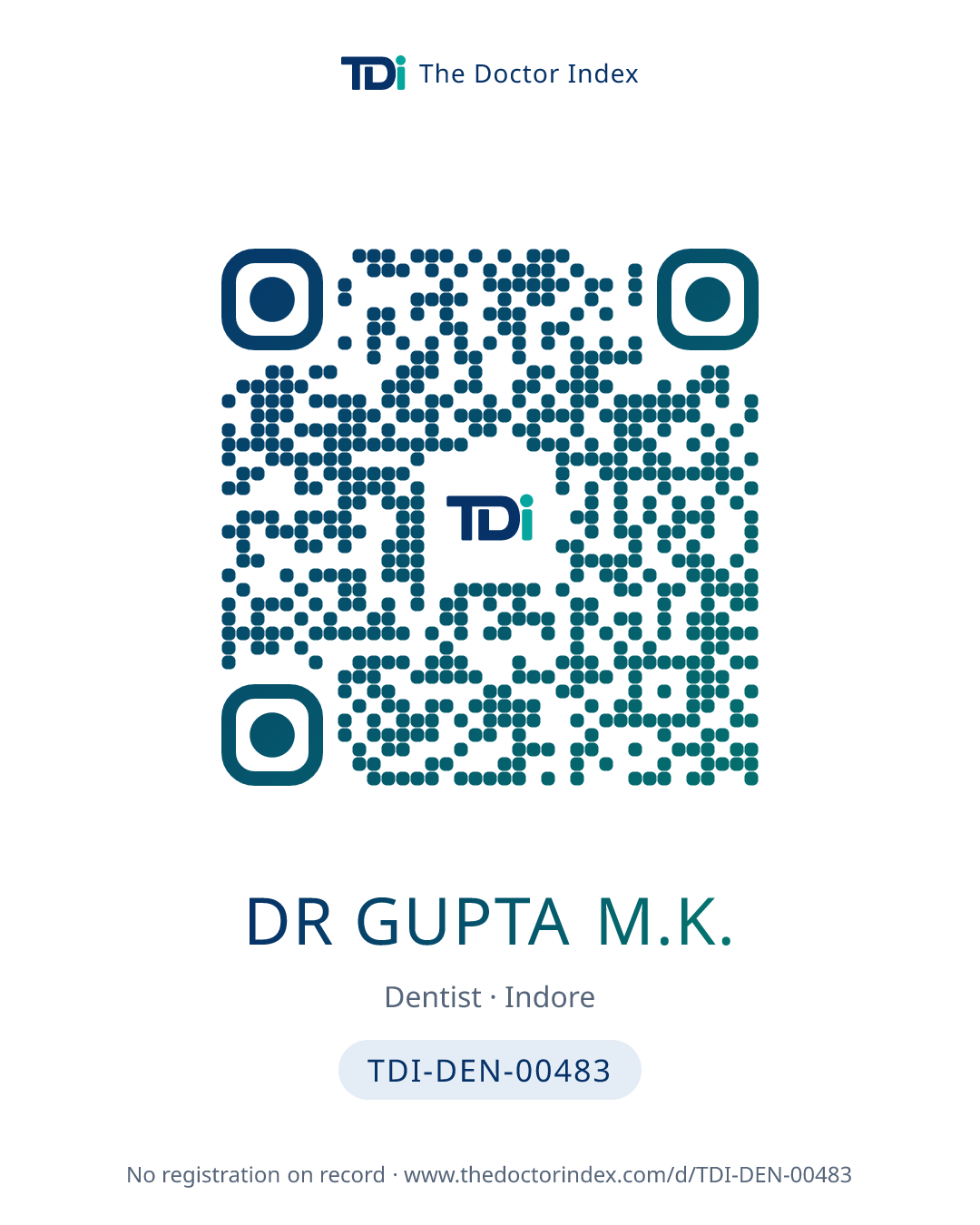 QR card for Dr Gupta M.K., TDI-DEN-00483