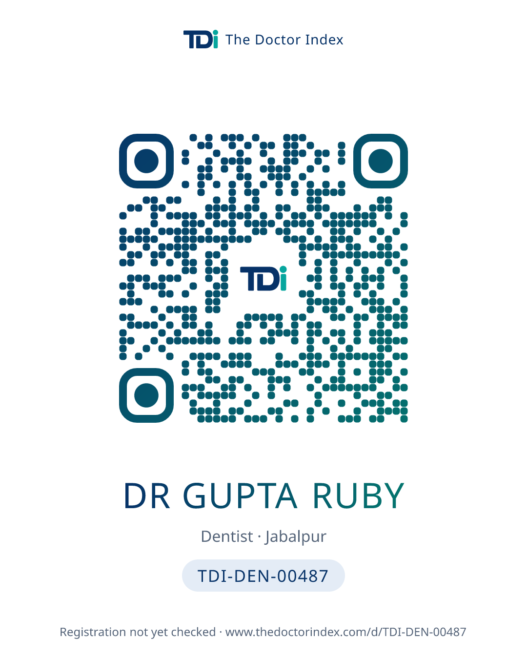QR card for Dr Gupta Ruby, TDI-DEN-00487