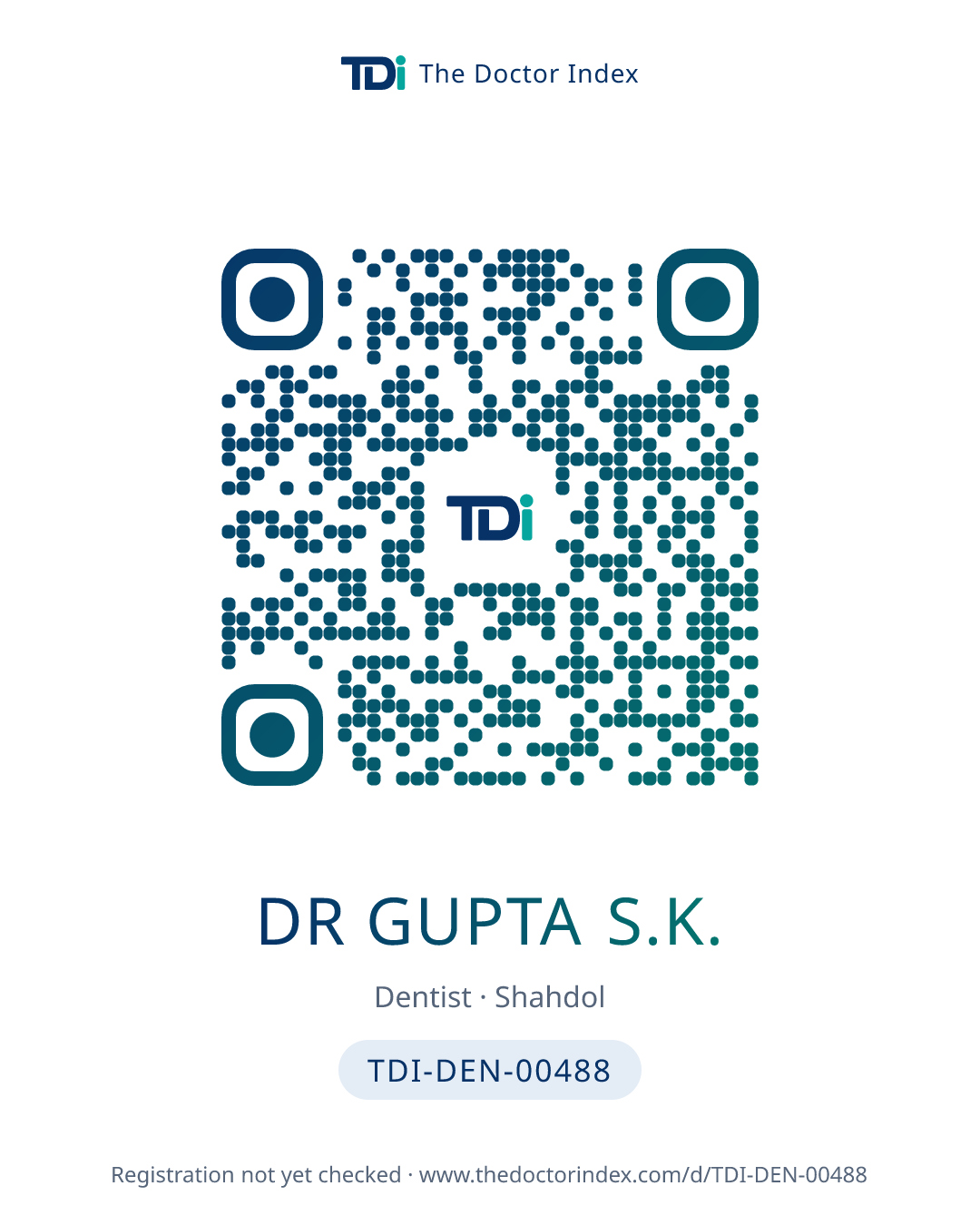 QR card for Dr Gupta S.K., TDI-DEN-00488