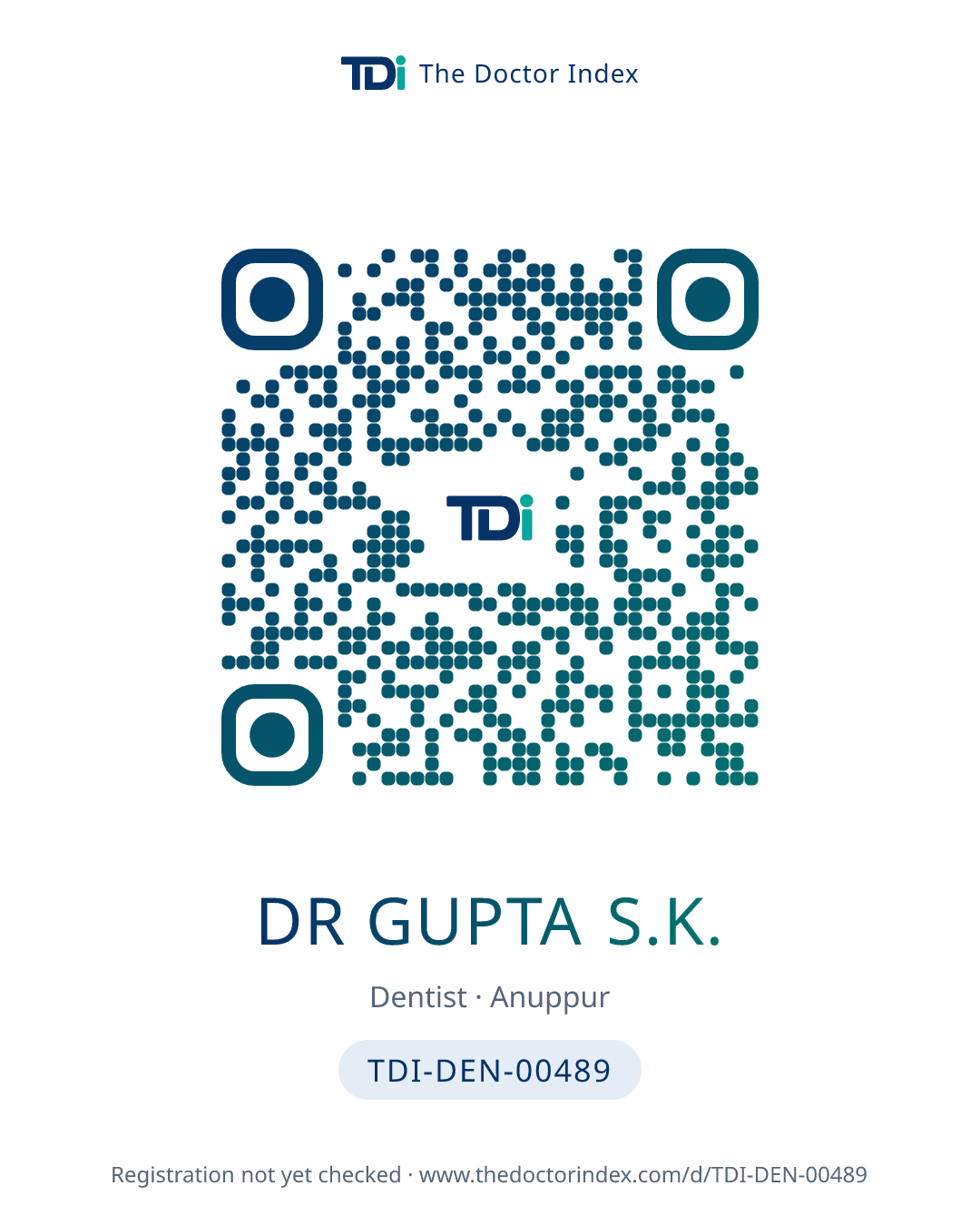 QR card for Dr Gupta S.K., TDI-DEN-00489