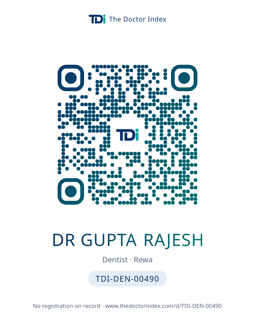 QR card for Dr Gupta Rajesh, TDI-DEN-00490