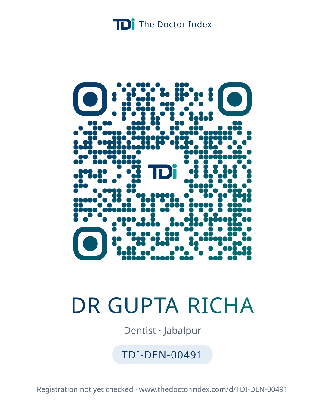 QR card for Dr Gupta Richa, TDI-DEN-00491