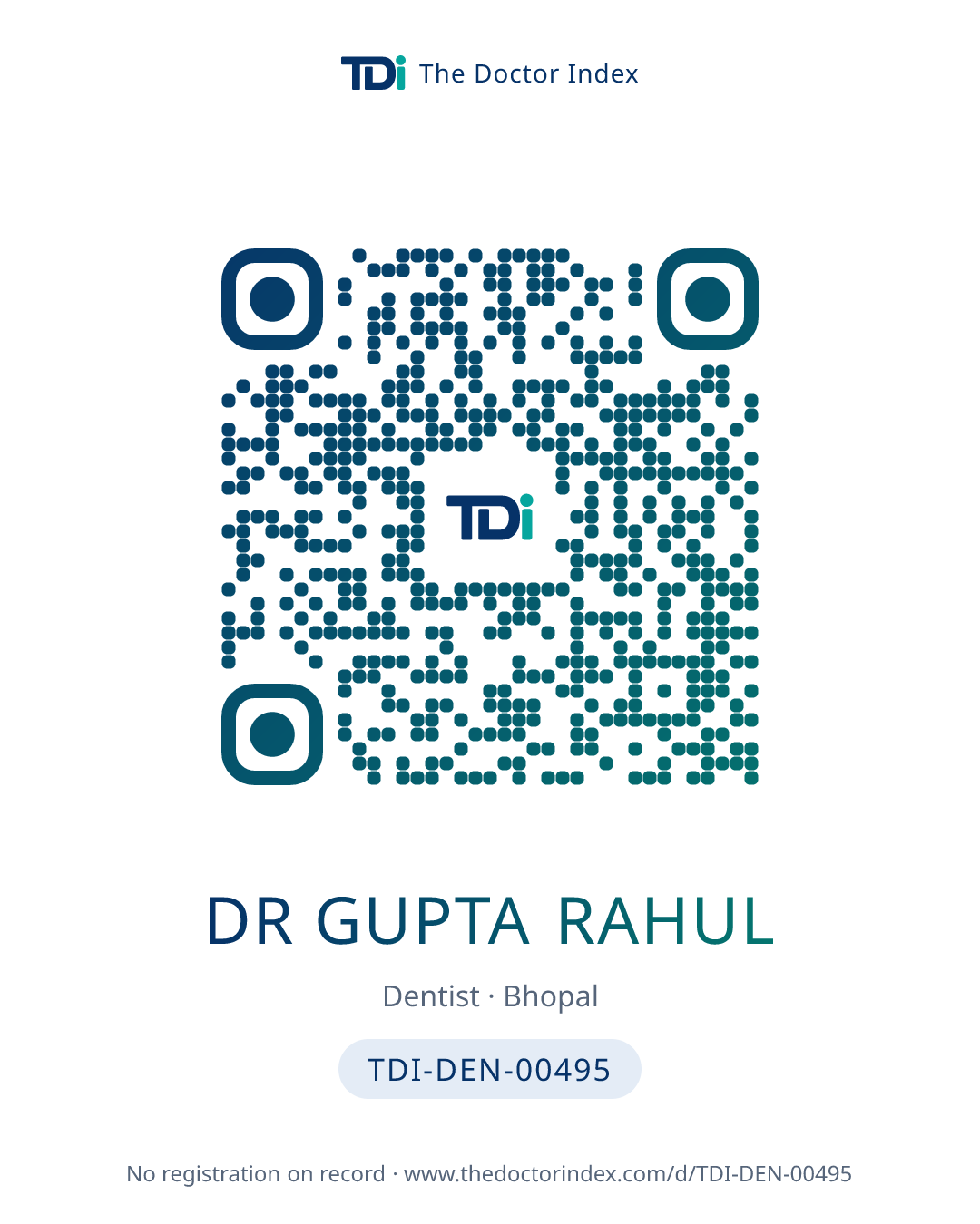QR card for Dr Gupta Rahul, TDI-DEN-00495
