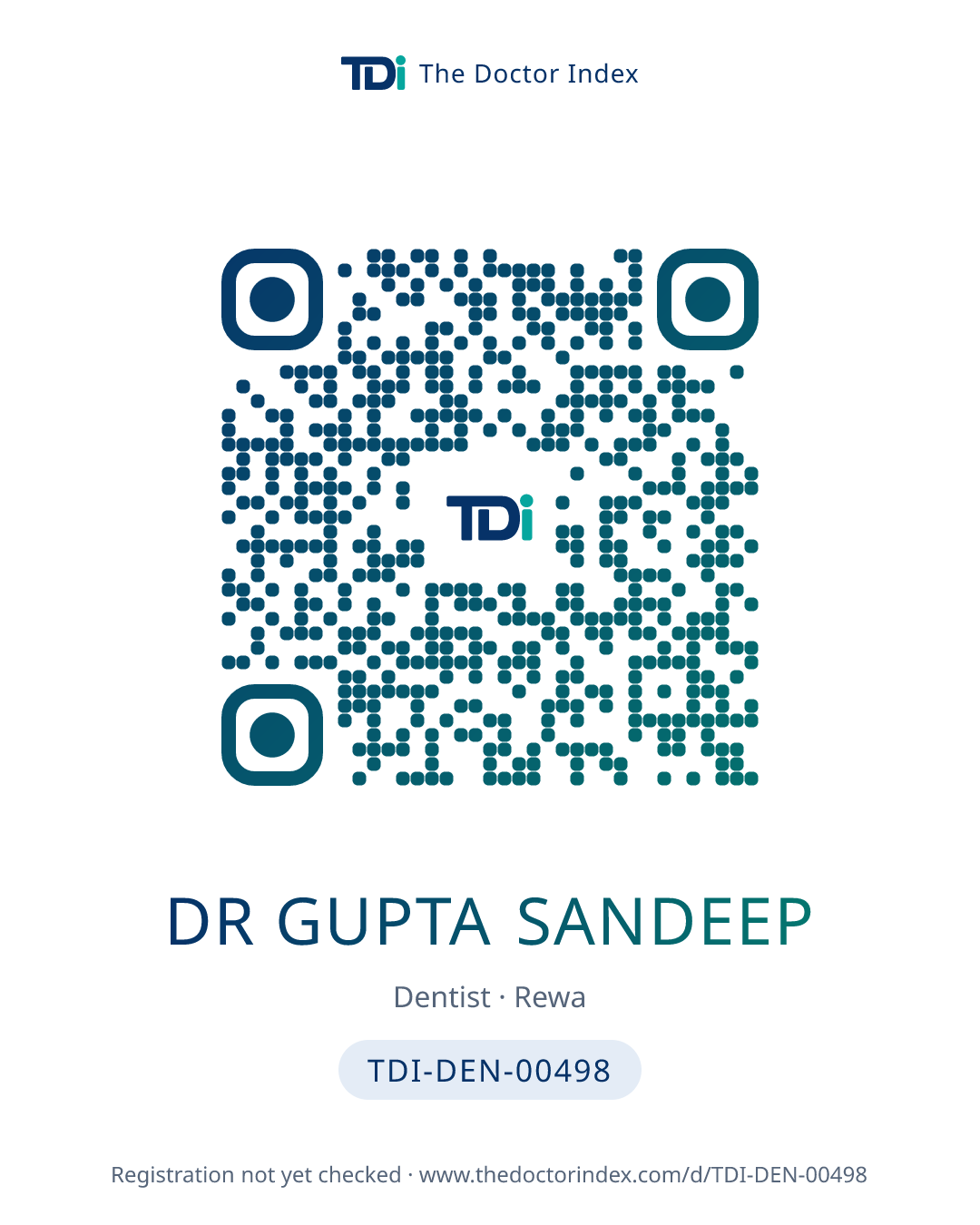 QR card for Dr Gupta Sandeep, TDI-DEN-00498