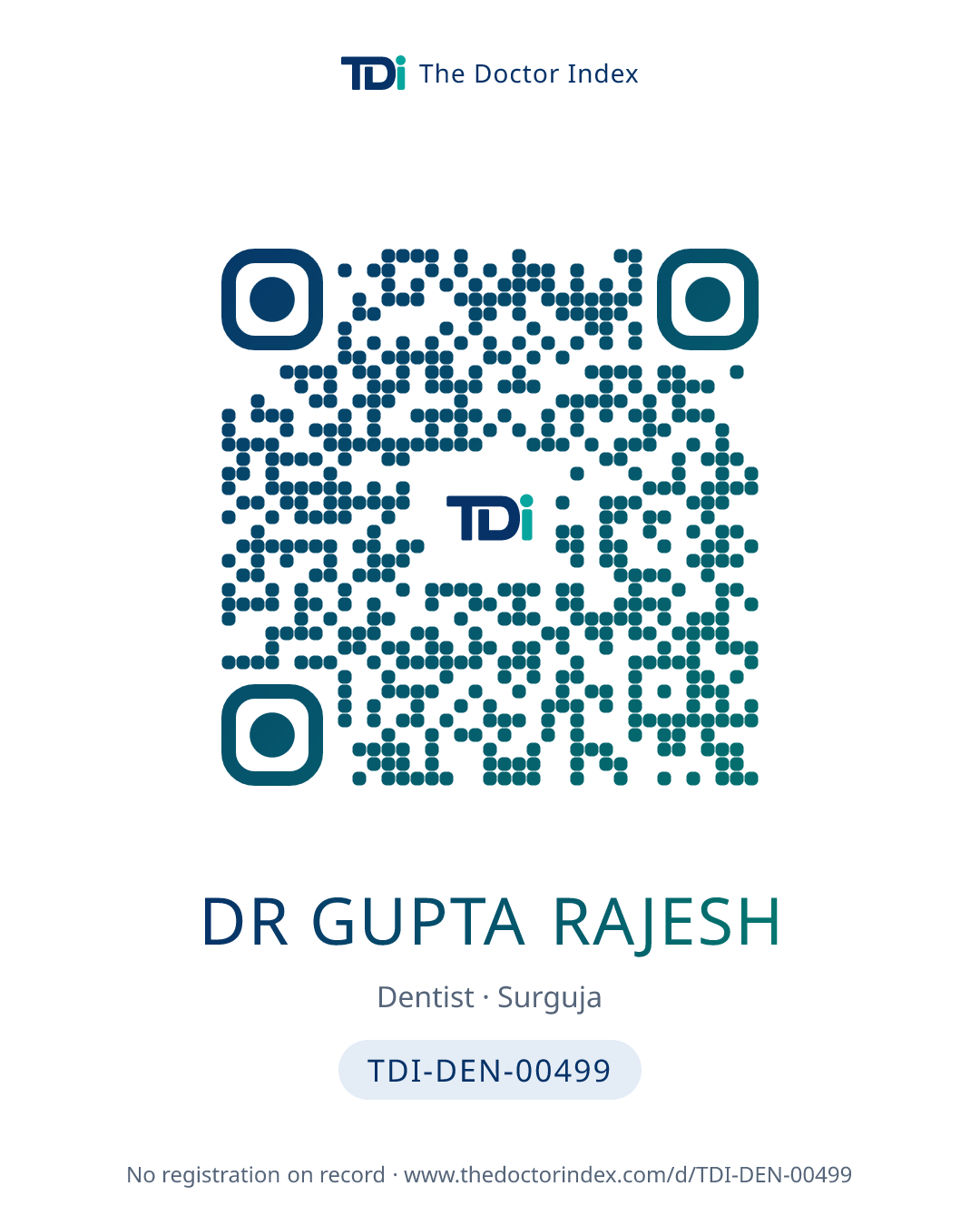 QR card for Dr Gupta Rajesh, TDI-DEN-00499