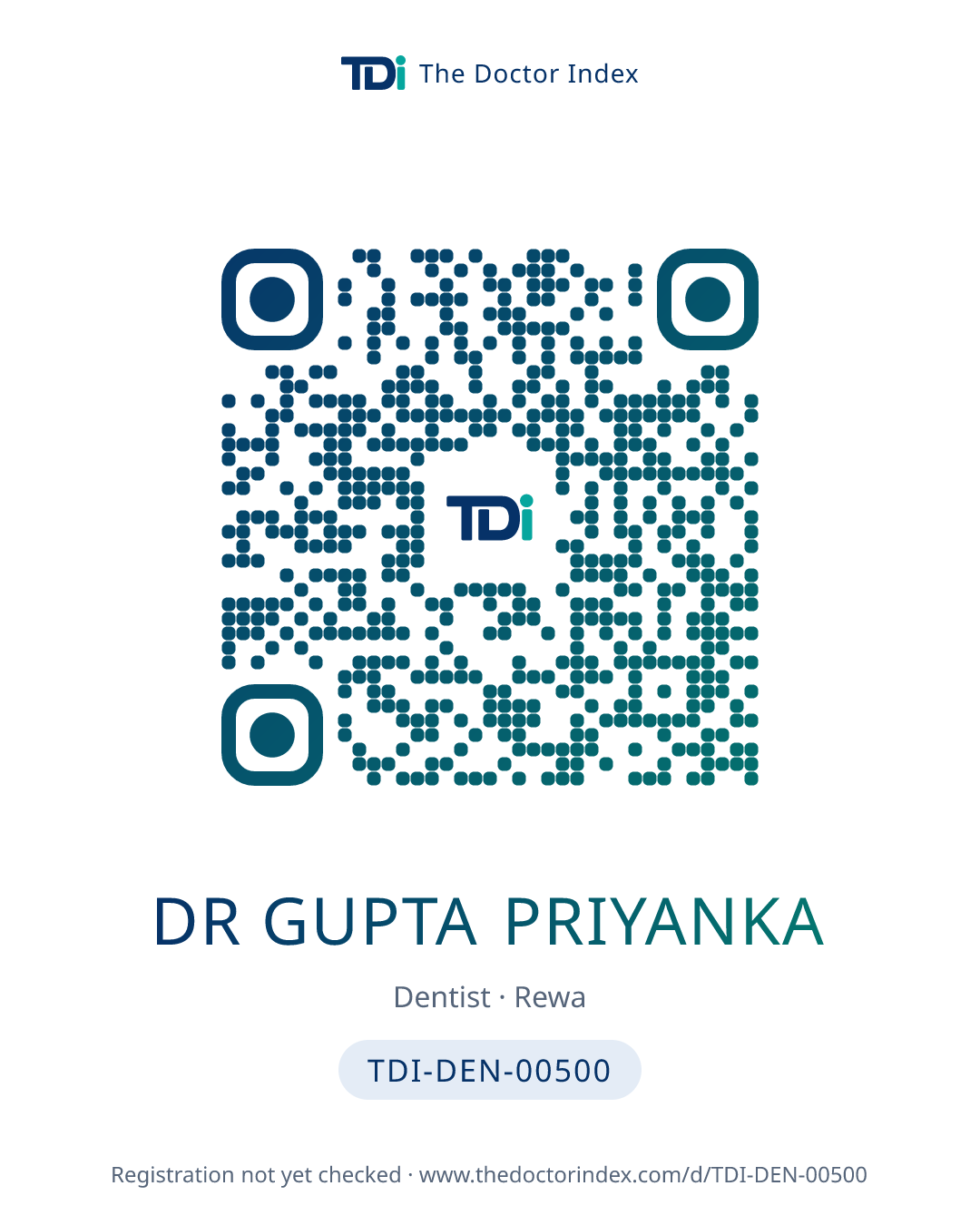 QR card for Dr Gupta Priyanka, TDI-DEN-00500