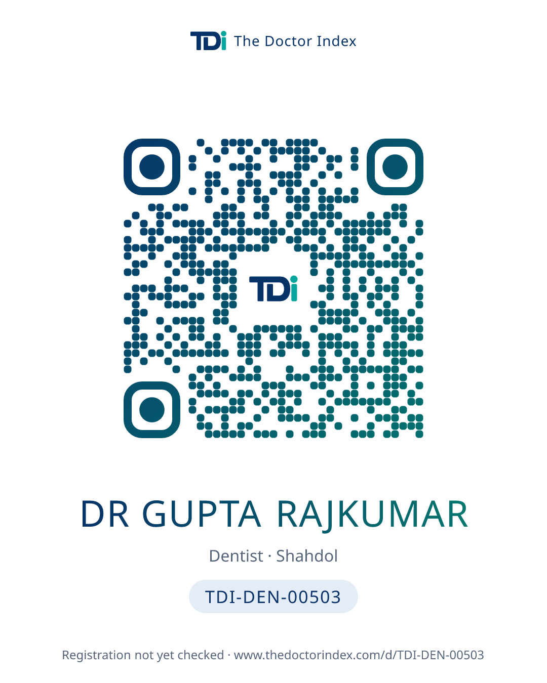 QR card for Dr Gupta Rajkumar, TDI-DEN-00503