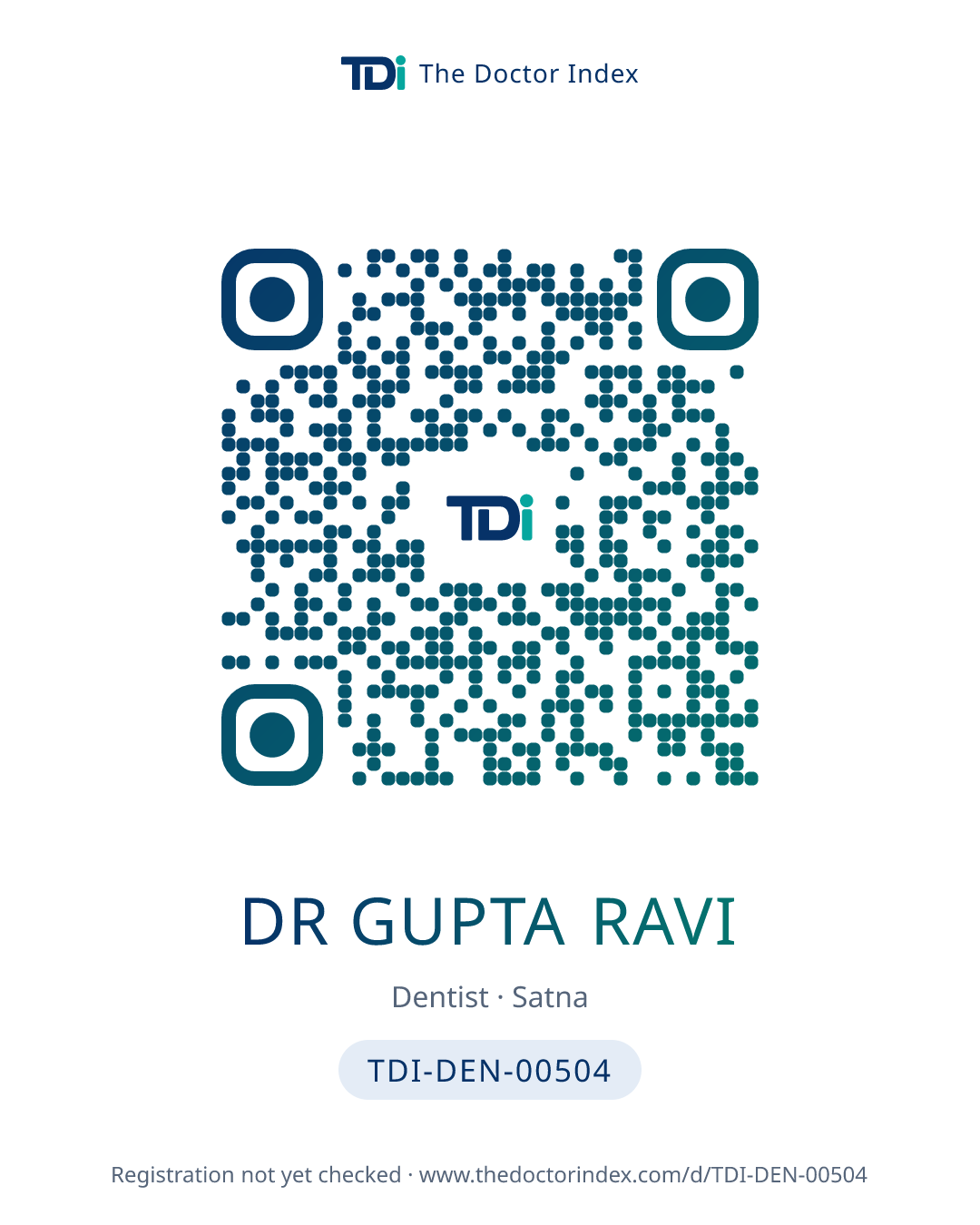 QR card for Dr Gupta Ravi, TDI-DEN-00504