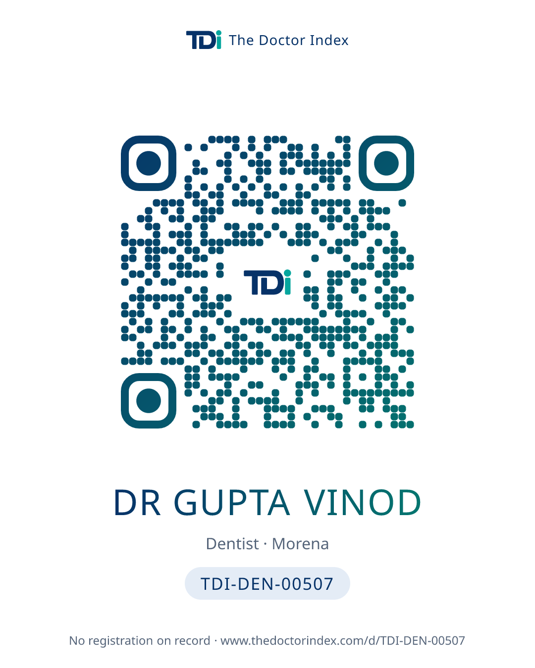 QR card for Dr Gupta Vinod, TDI-DEN-00507
