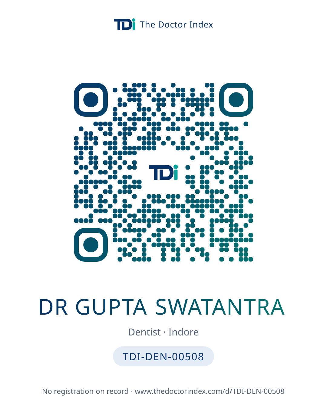 QR card for Dr Gupta Swatantra, TDI-DEN-00508