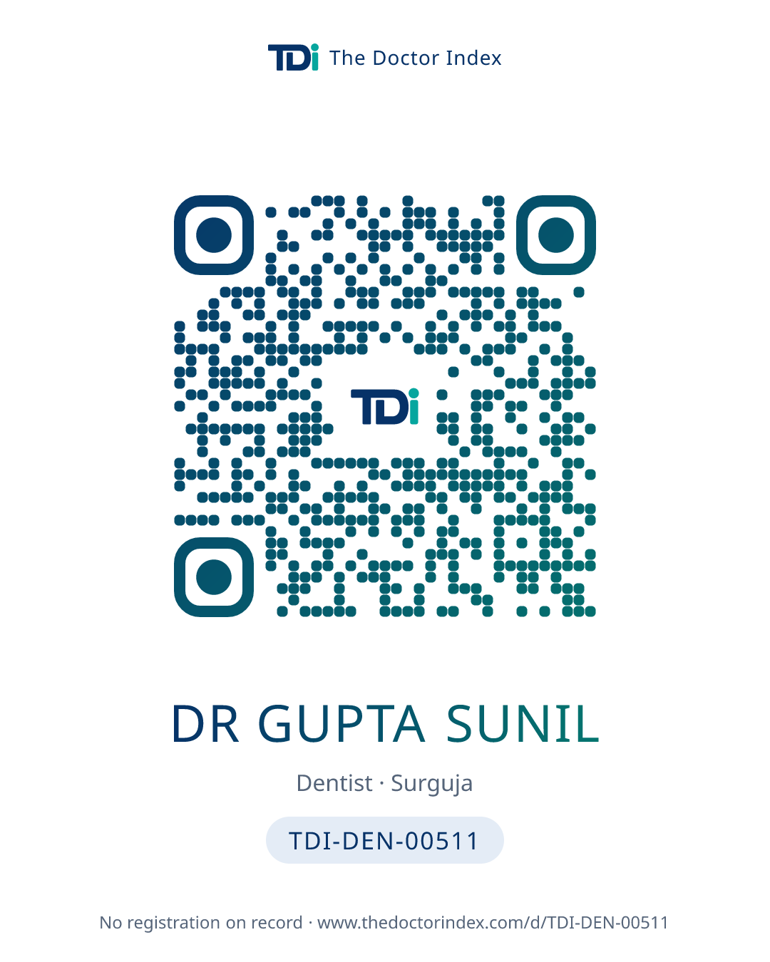 QR card for Dr Gupta Sunil, TDI-DEN-00511