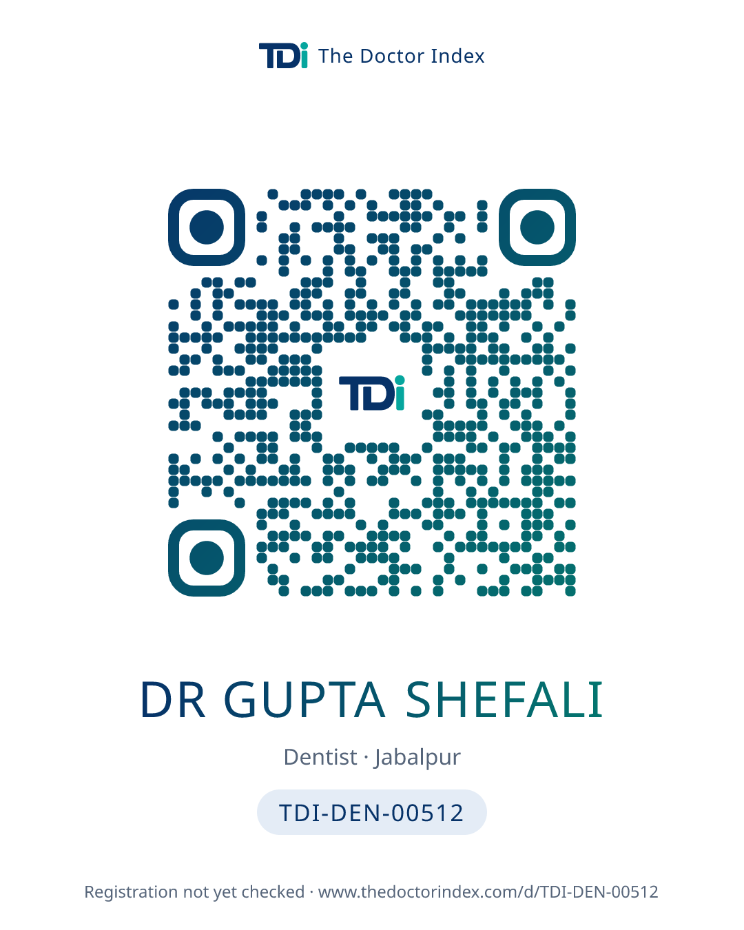 QR card for Dr Gupta Shefali, TDI-DEN-00512