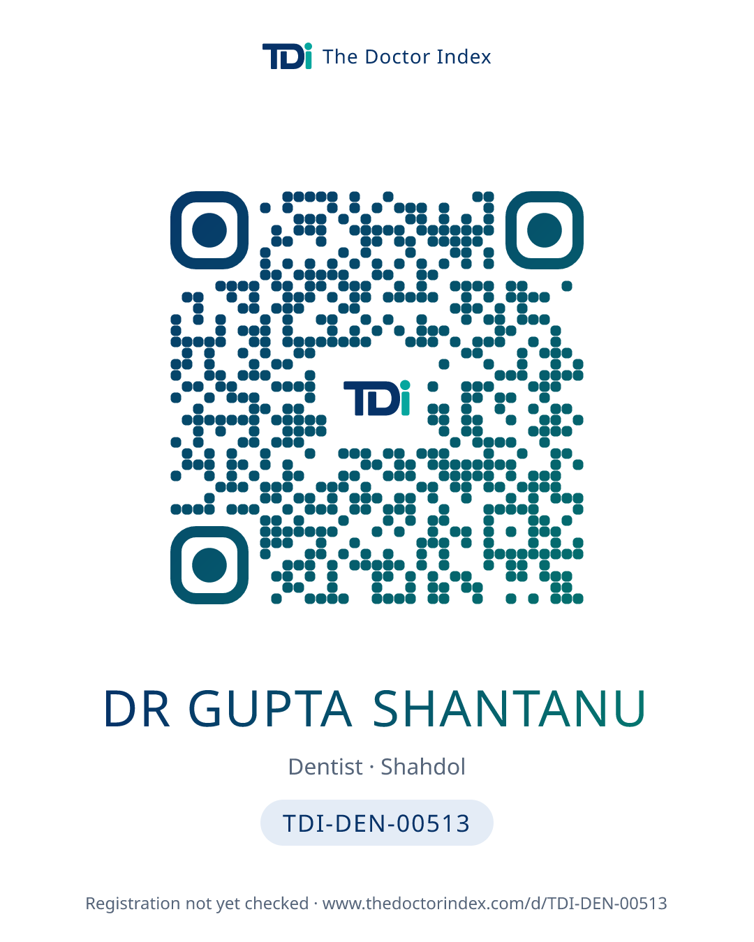 QR card for Dr Gupta Shantanu, TDI-DEN-00513