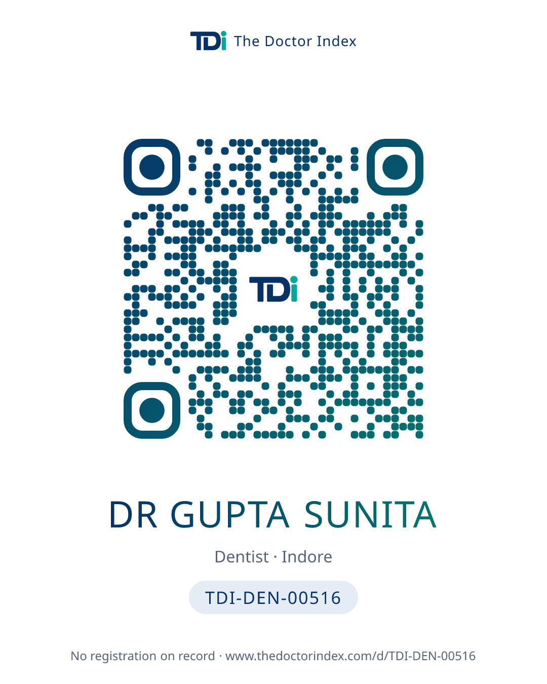 QR card for Dr Gupta Sunita, TDI-DEN-00516