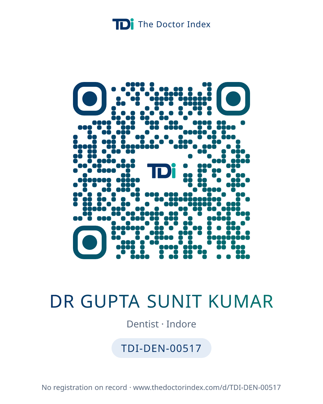 QR card for Dr Gupta Sunit Kumar, TDI-DEN-00517
