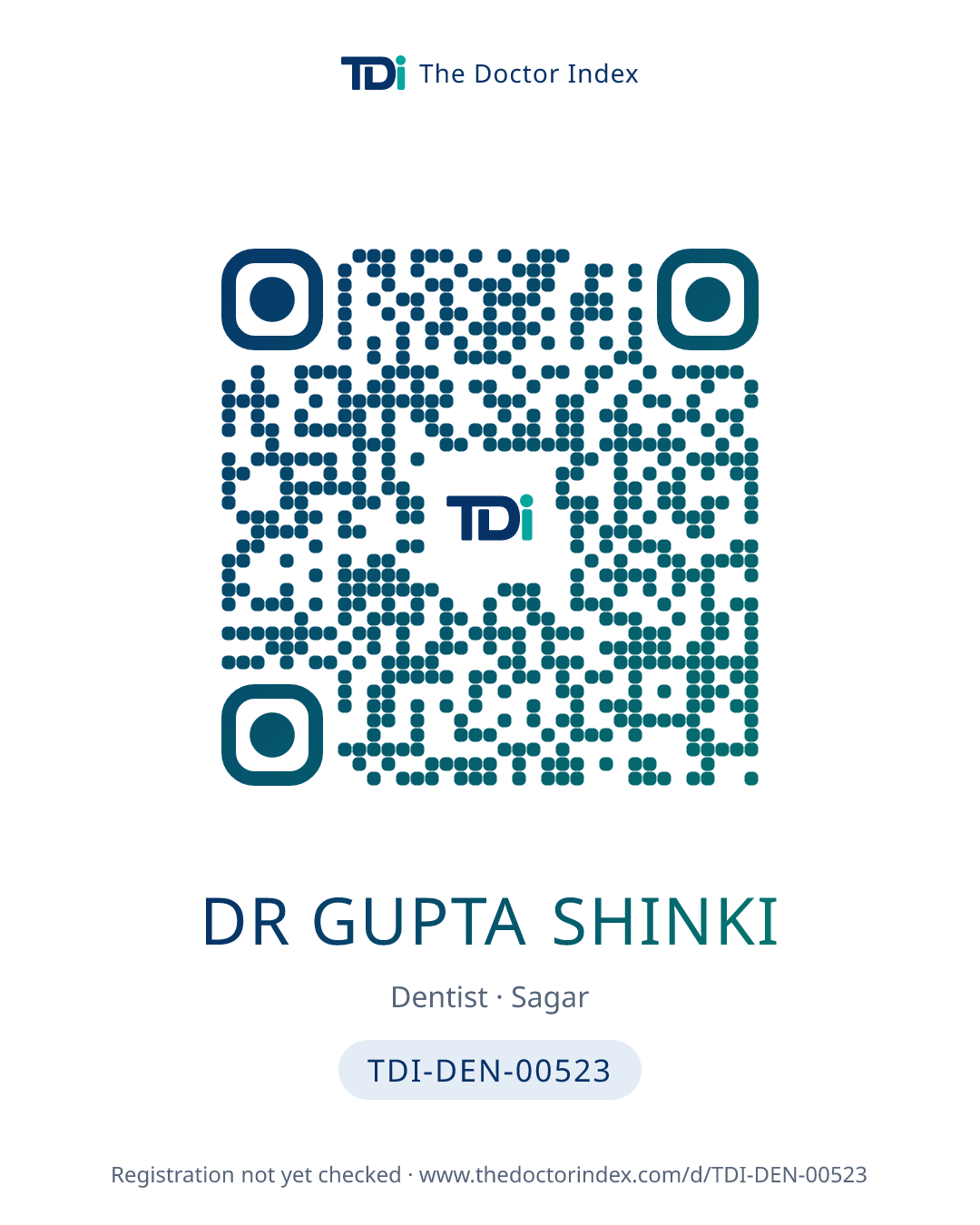 QR card for Dr Gupta Shinki, TDI-DEN-00523