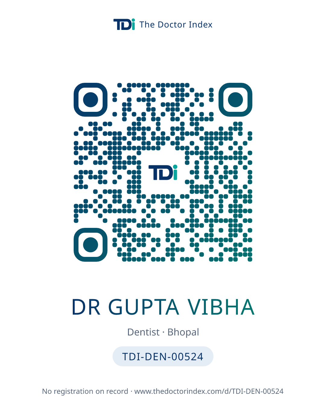 QR card for Dr Gupta Vibha, TDI-DEN-00524