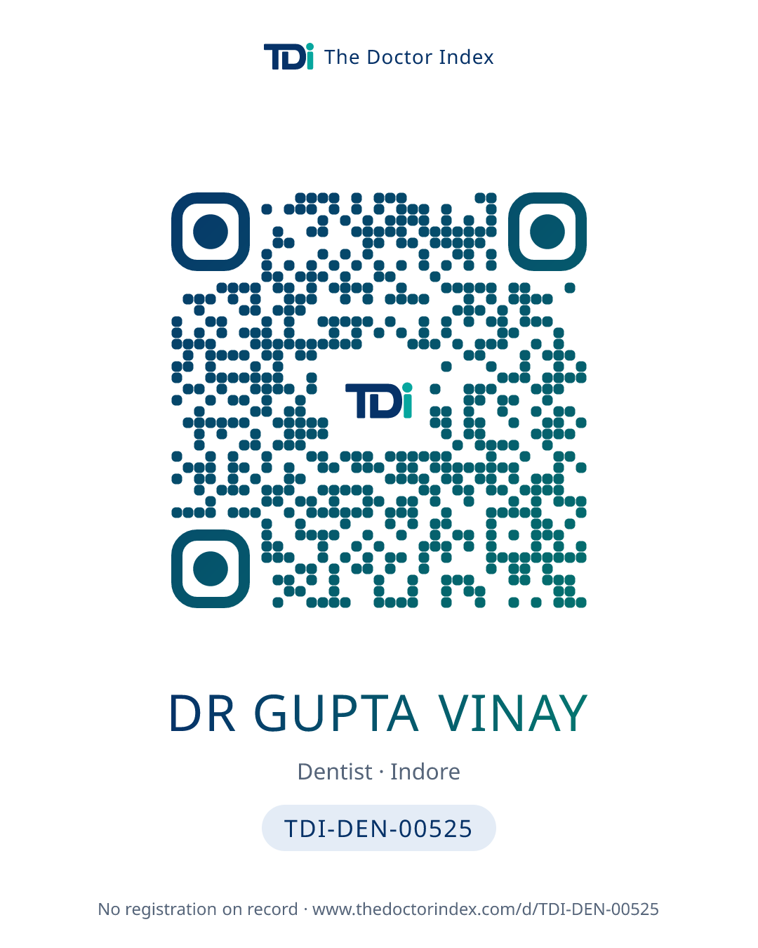 QR card for Dr Gupta Vinay, TDI-DEN-00525