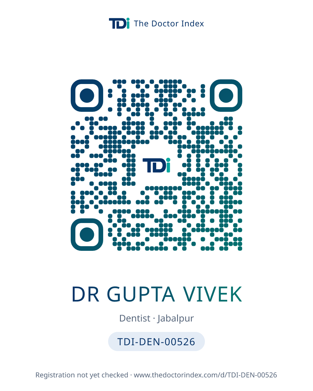 QR card for Dr Gupta Vivek, TDI-DEN-00526