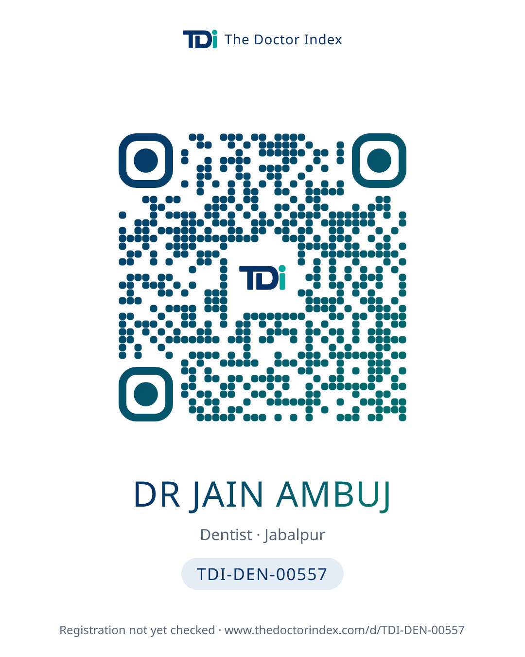 QR card for Dr Jain Ambuj, TDI-DEN-00557