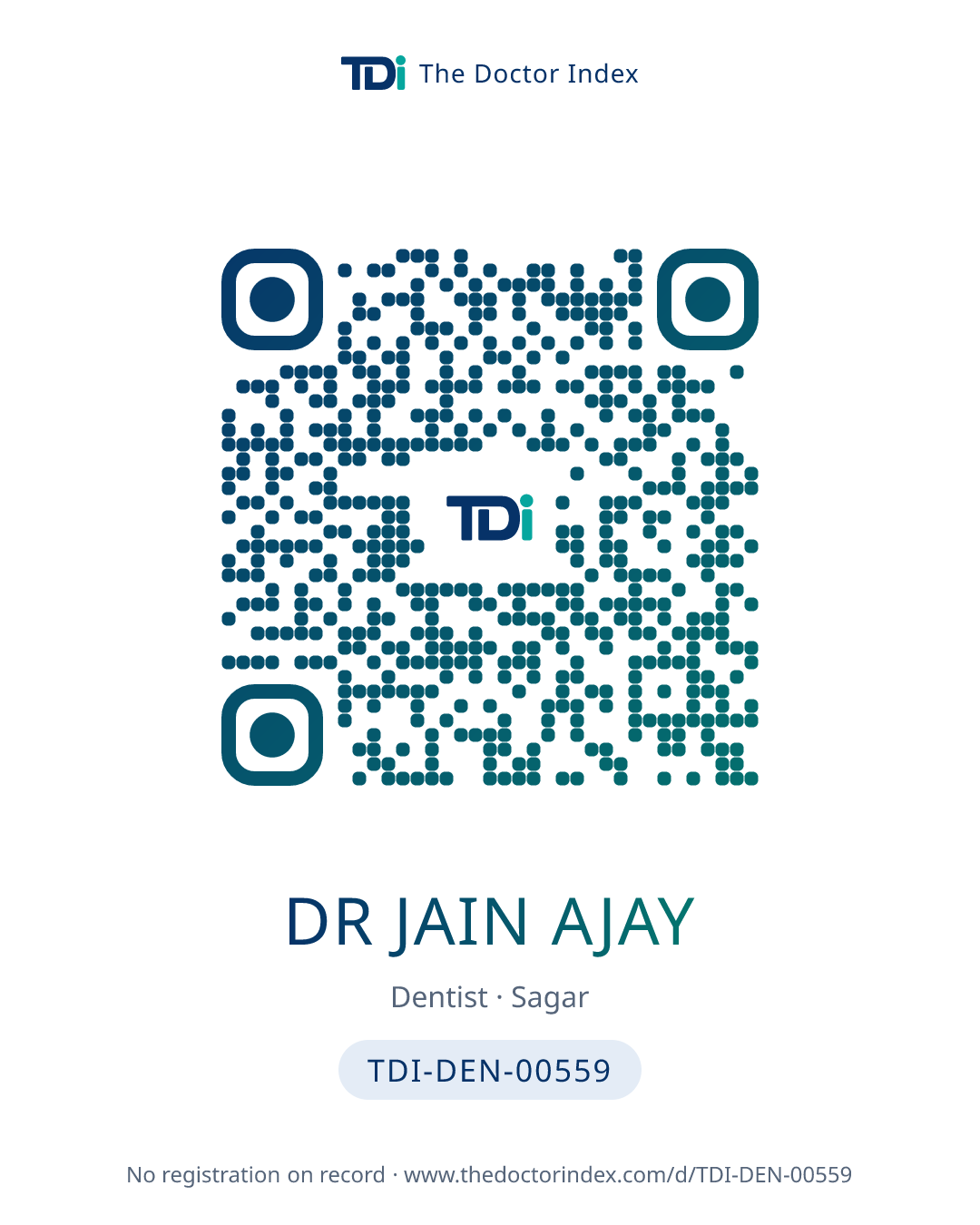 QR card for Dr Jain Ajay, TDI-DEN-00559