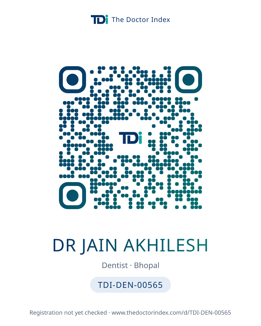 QR card for Dr Jain Akhilesh, TDI-DEN-00565