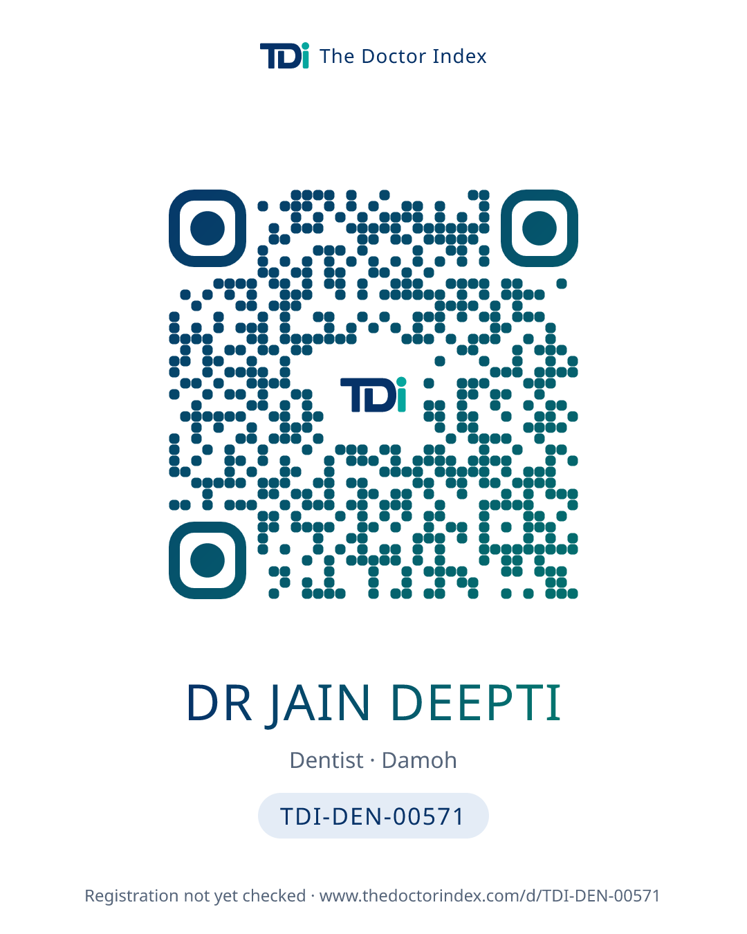 QR card for Dr Jain Deepti, TDI-DEN-00571