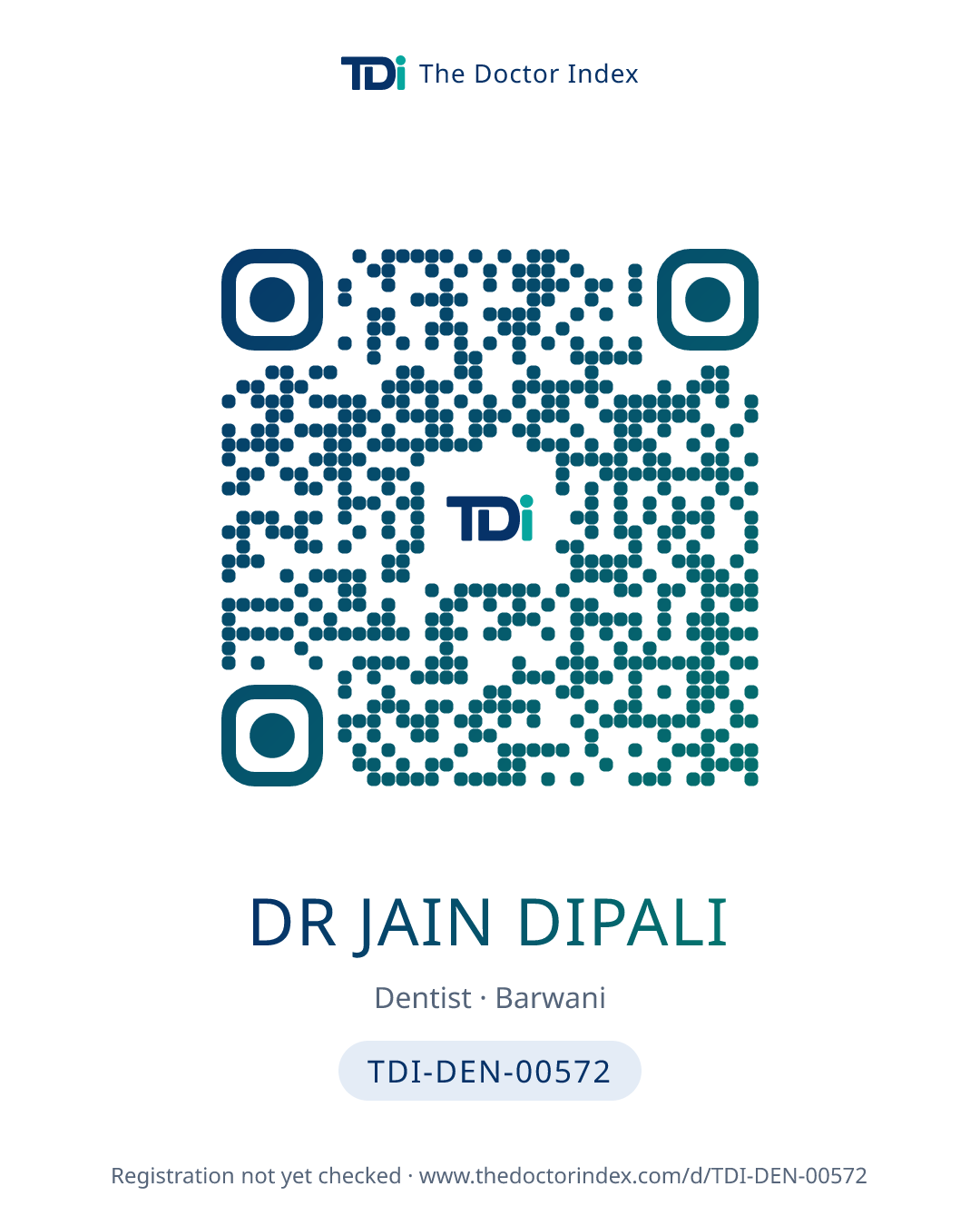 QR card for Dr Jain Dipali, TDI-DEN-00572