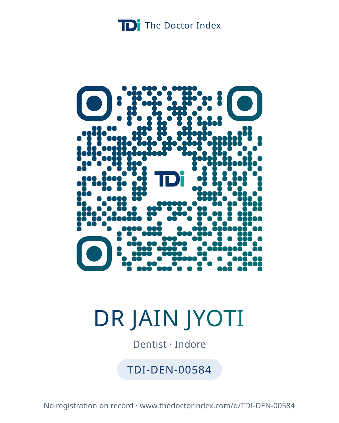 QR card for Dr Jain Jyoti, TDI-DEN-00584
