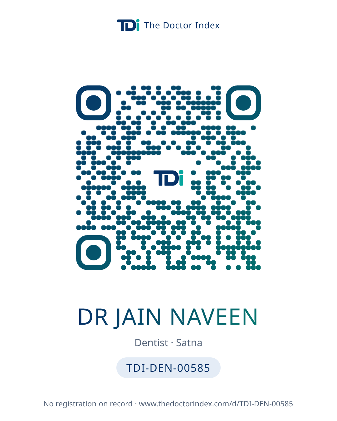 QR card for Dr Jain Naveen, TDI-DEN-00585