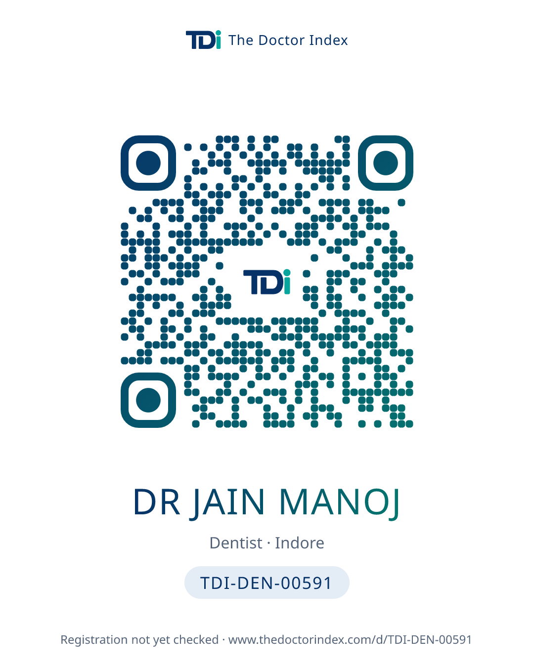 QR card for Dr Jain Manoj, TDI-DEN-00591
