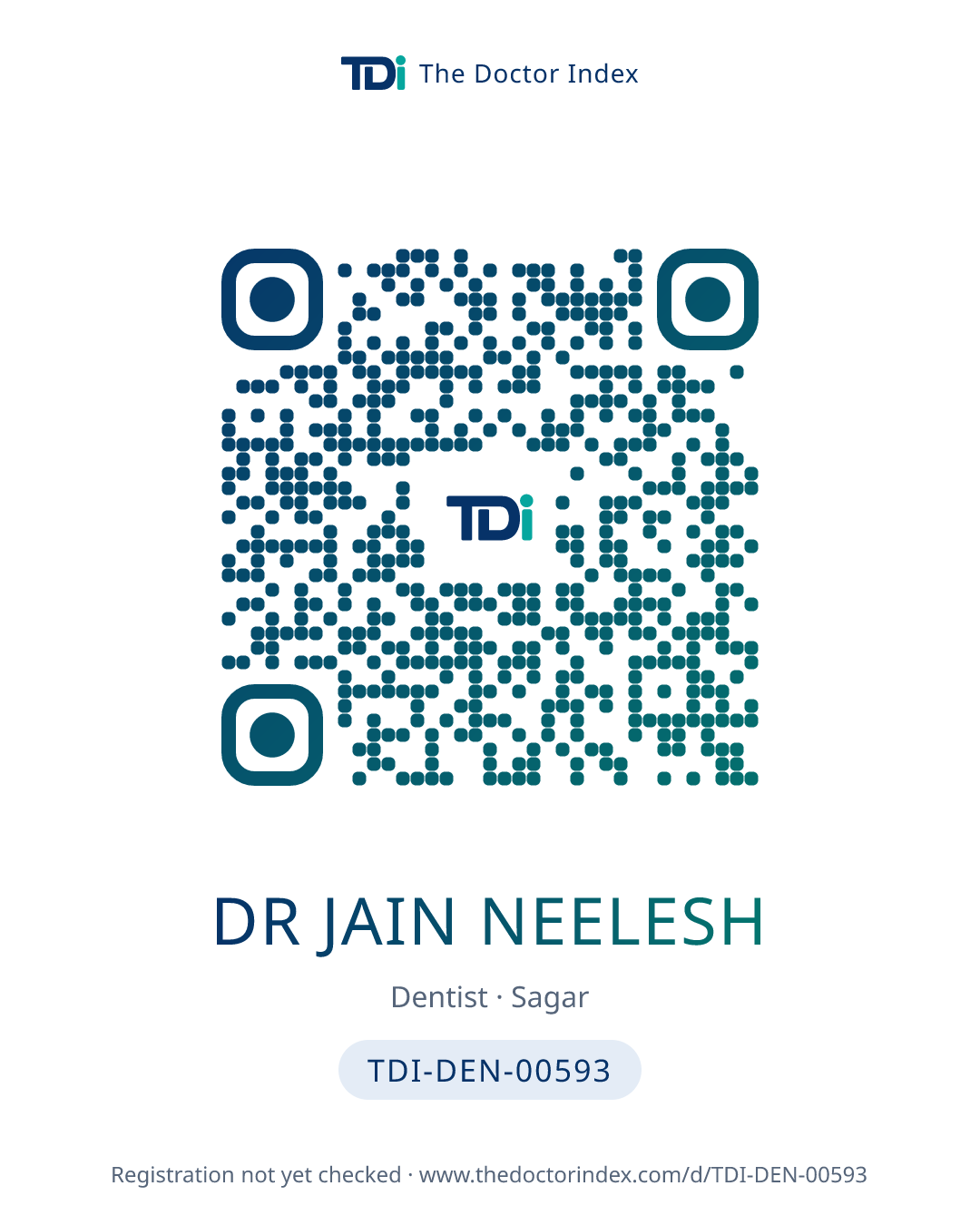 QR card for Dr Jain Neelesh, TDI-DEN-00593