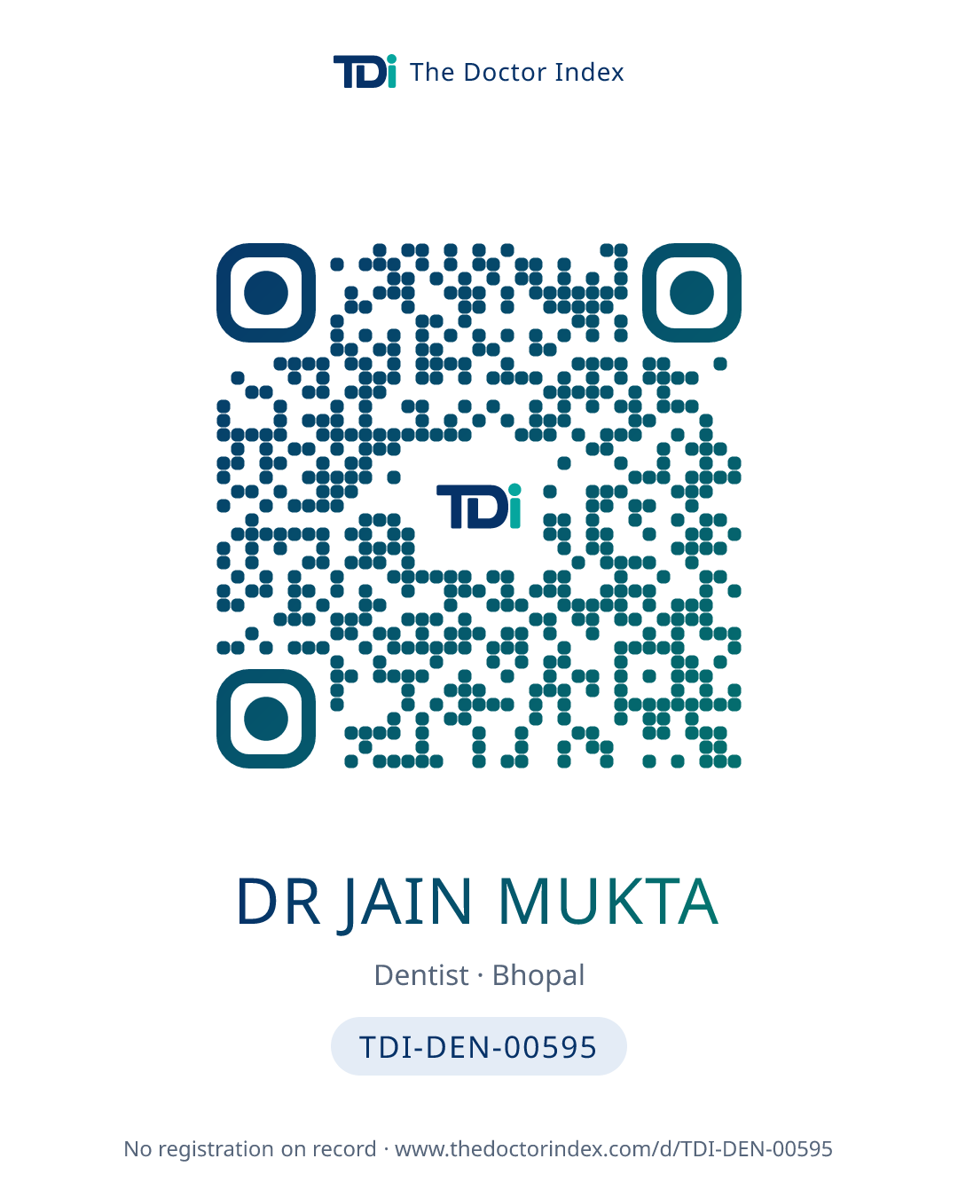 QR card for Dr Jain Mukta, TDI-DEN-00595