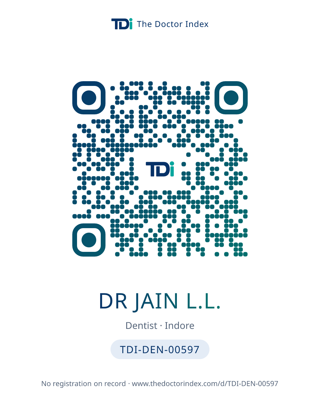 QR card for Dr Jain L.L., TDI-DEN-00597