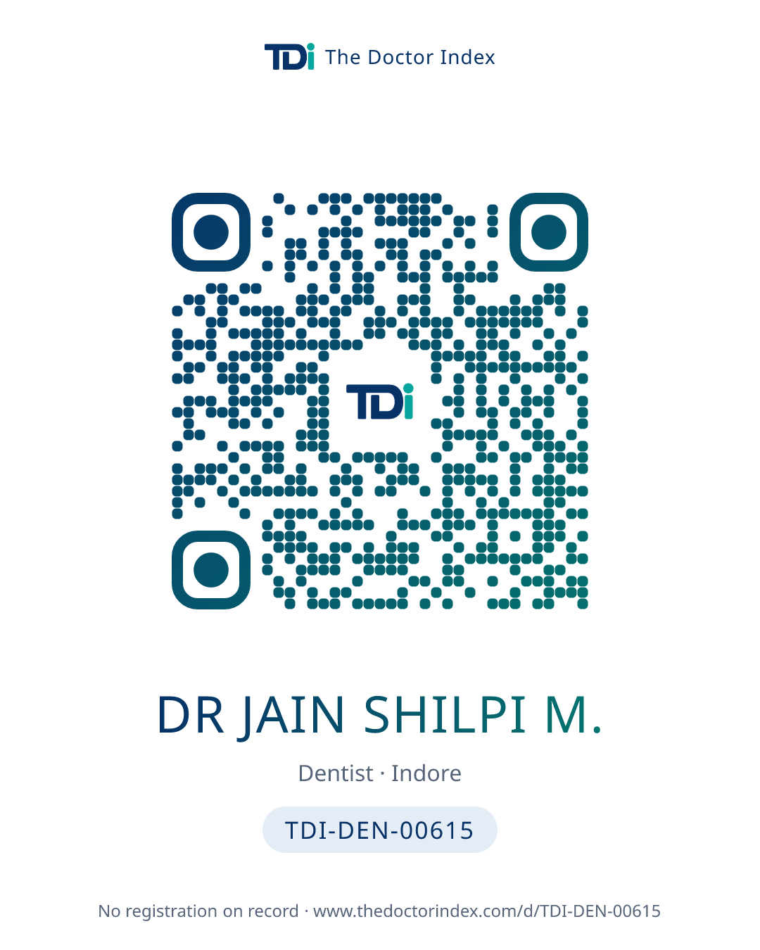 QR card for Dr Jain Shilpi M., TDI-DEN-00615